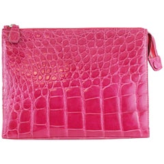 Colombo Fushia pink Crocodile clutch bag