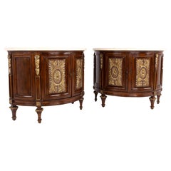 Colombo Mobili Console Cabinet with Stone Top, Pair