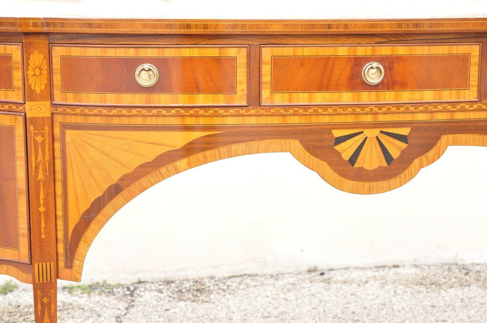 Colombo Mobili Hepplewhite Style Mahogany Satinwood Inlay Sideboard Buffet In Good Condition In Philadelphia, PA