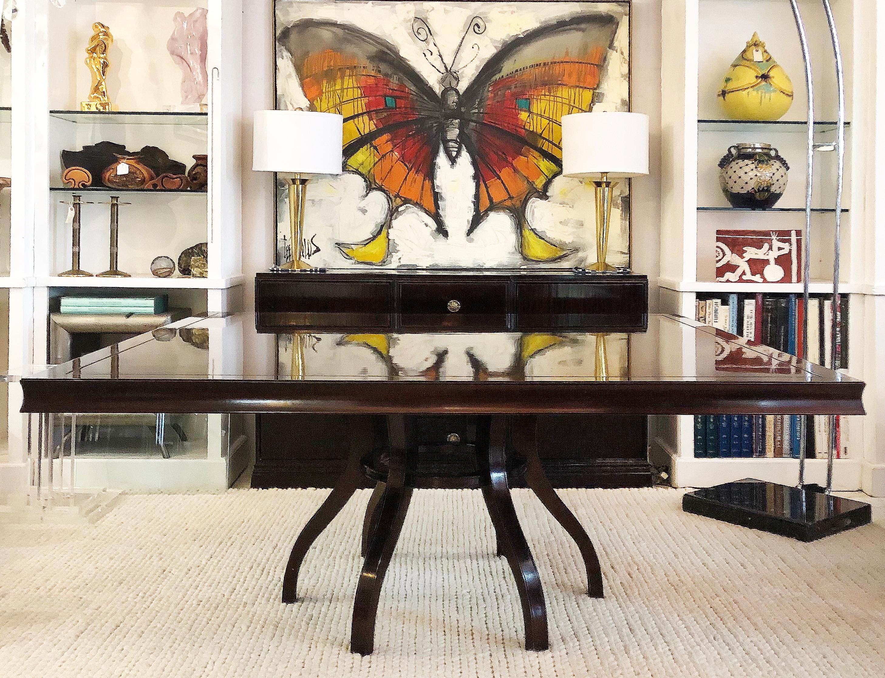 Colombo Mobili 'Italy', Baker Custom Square Dining Table in Mahogany In Good Condition For Sale In Miami, FL