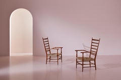 Poltrone Colombo Sanguineti in faggio e corda "Sei stecche", Chiavari, Italia, 1947