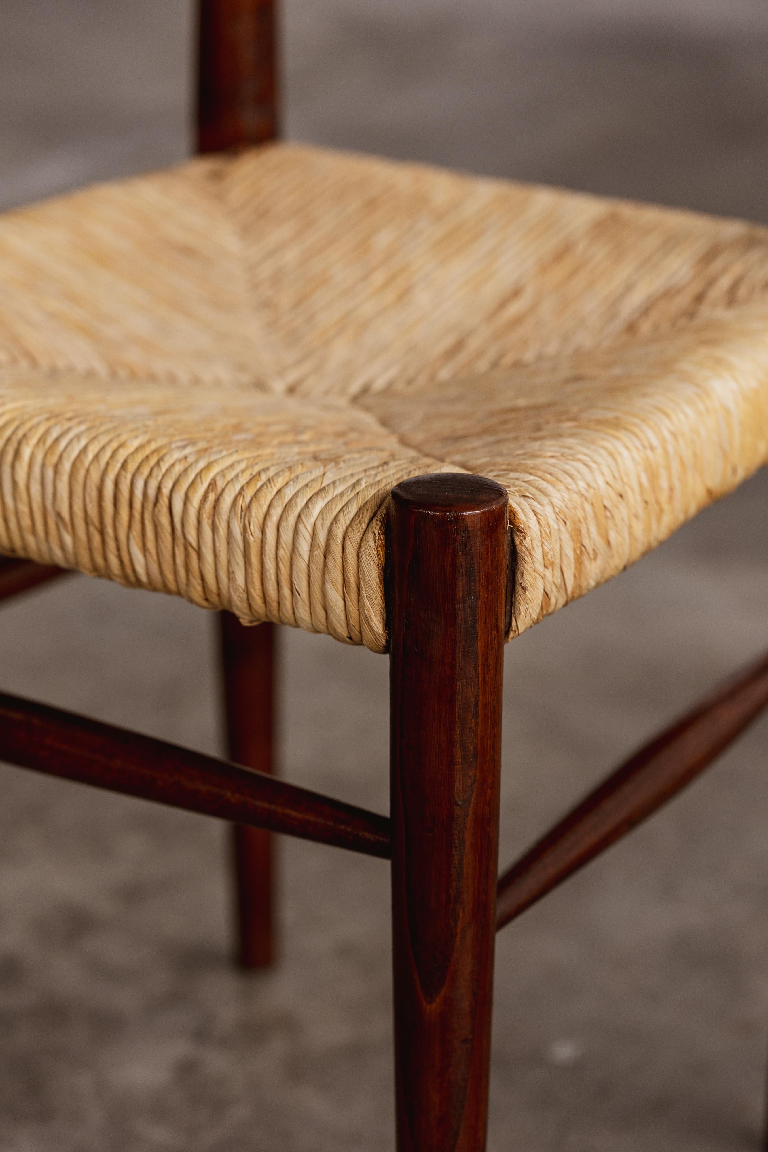 Paille Chaises de salle à manger Colombo Sanguineti Chiavarine, 1948, lot de 2 en vente