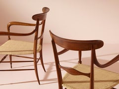 Colombo Sanguineti Model Campanino Armchairs, Beechwood and Cane, Chiavari 1950s