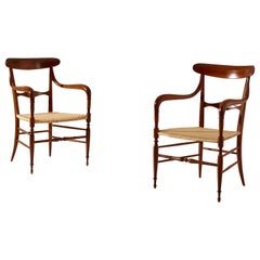 Sillones Colombo Sanguineti Modelo Campanino, Madera de haya y caña, Chiavari Años 50