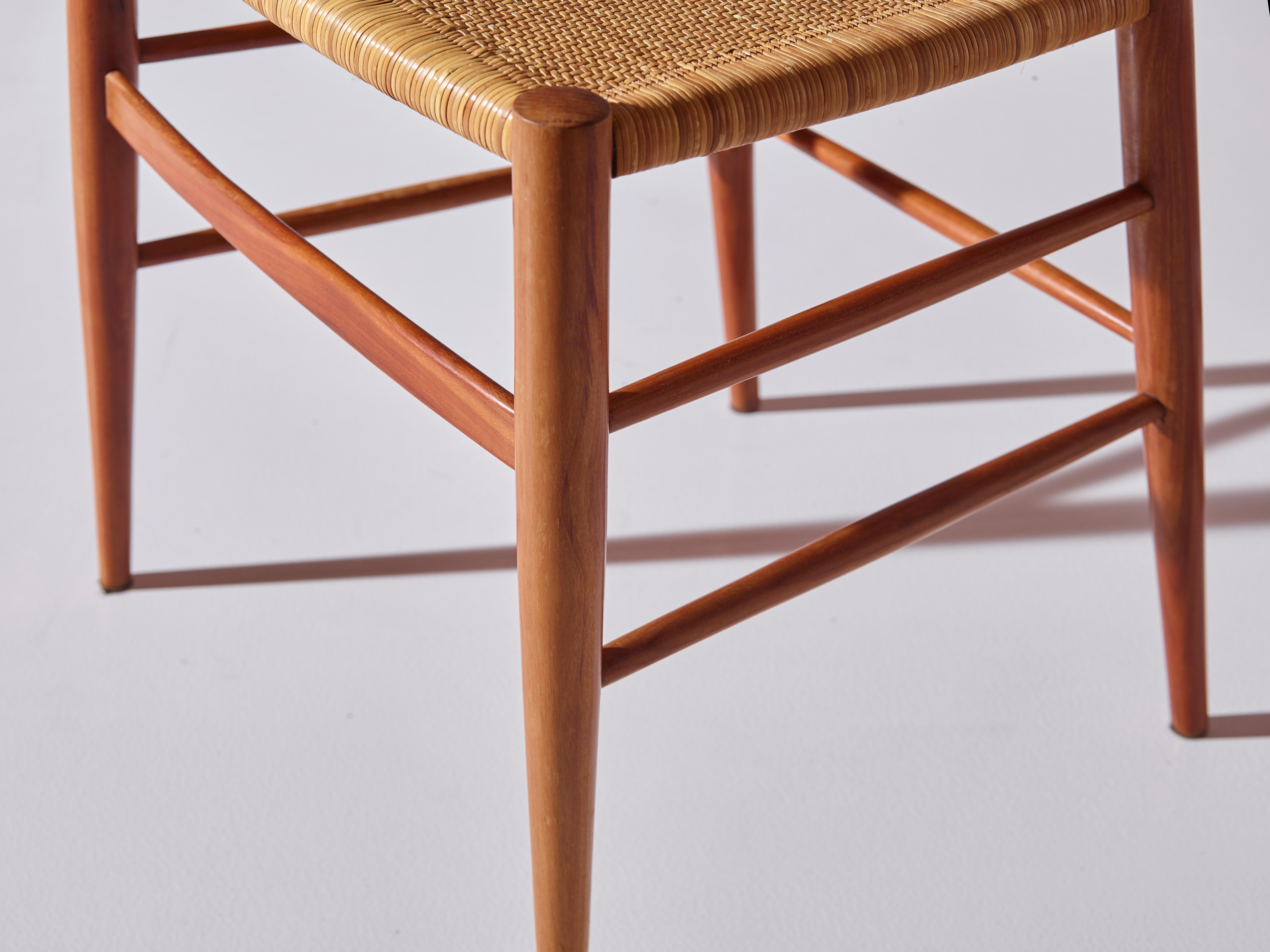 Colombo Sanguineti Model Cs/2 Cherry Wood and Cane Chairs, Chiavari, Italy 1960s 5