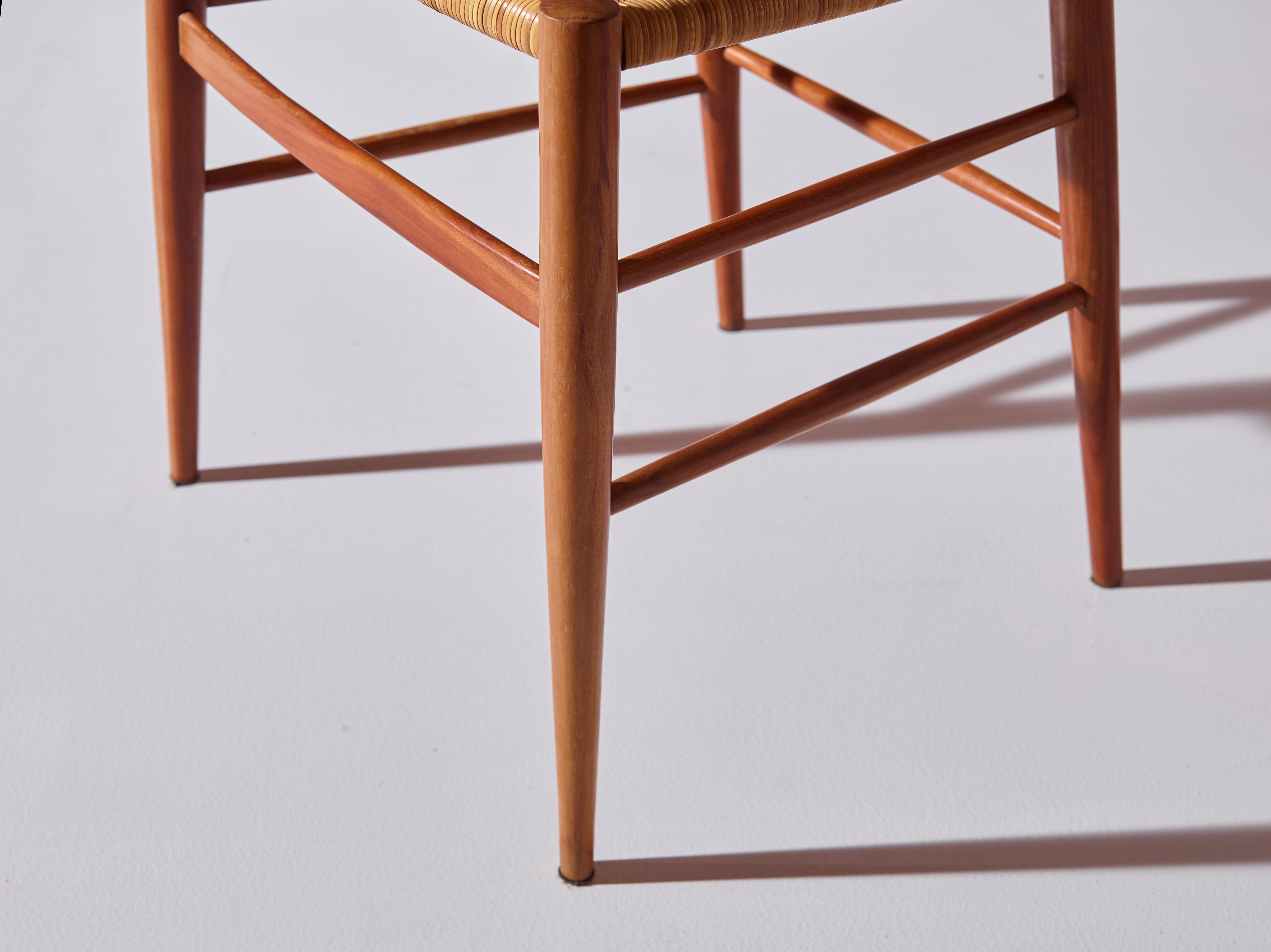 Colombo Sanguineti Model Cs/2 Cherry Wood and Cane Chairs, Chiavari, Italy 1960s 7