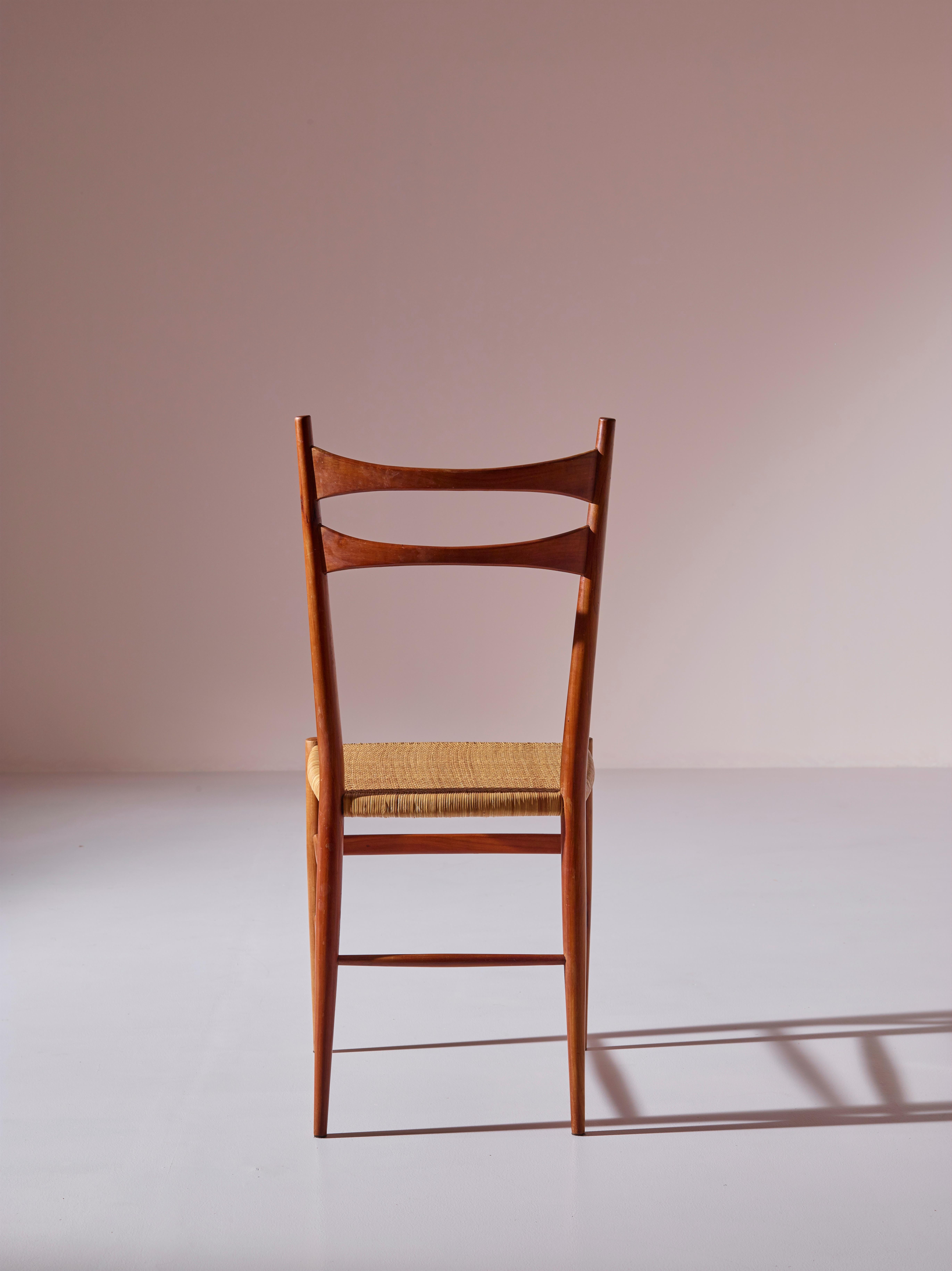 Mid-20th Century Colombo Sanguineti Model Cs/2 Cherry Wood and Cane Chairs, Chiavari, Italy 1960s