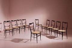 Colombo Sanguineti set di 10 sedie da pranzo "Lucciola", Chiavari, Italia, anni '60