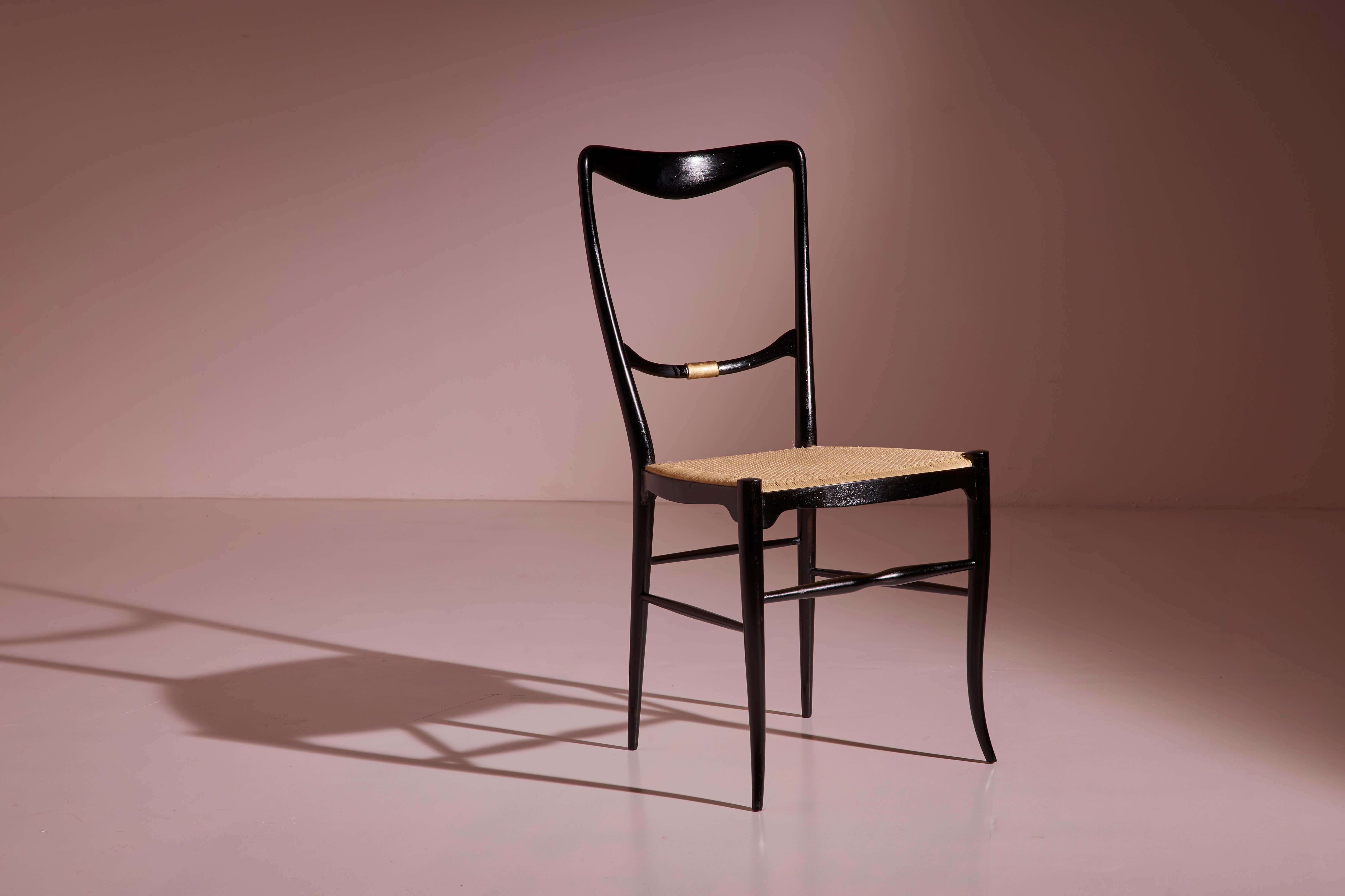 Mid-Century Modern Ensemble de 10 chaises de salle à manger « Luciola » de Colombo Sanguineti, Chiavari, Italie, années 1960 en vente