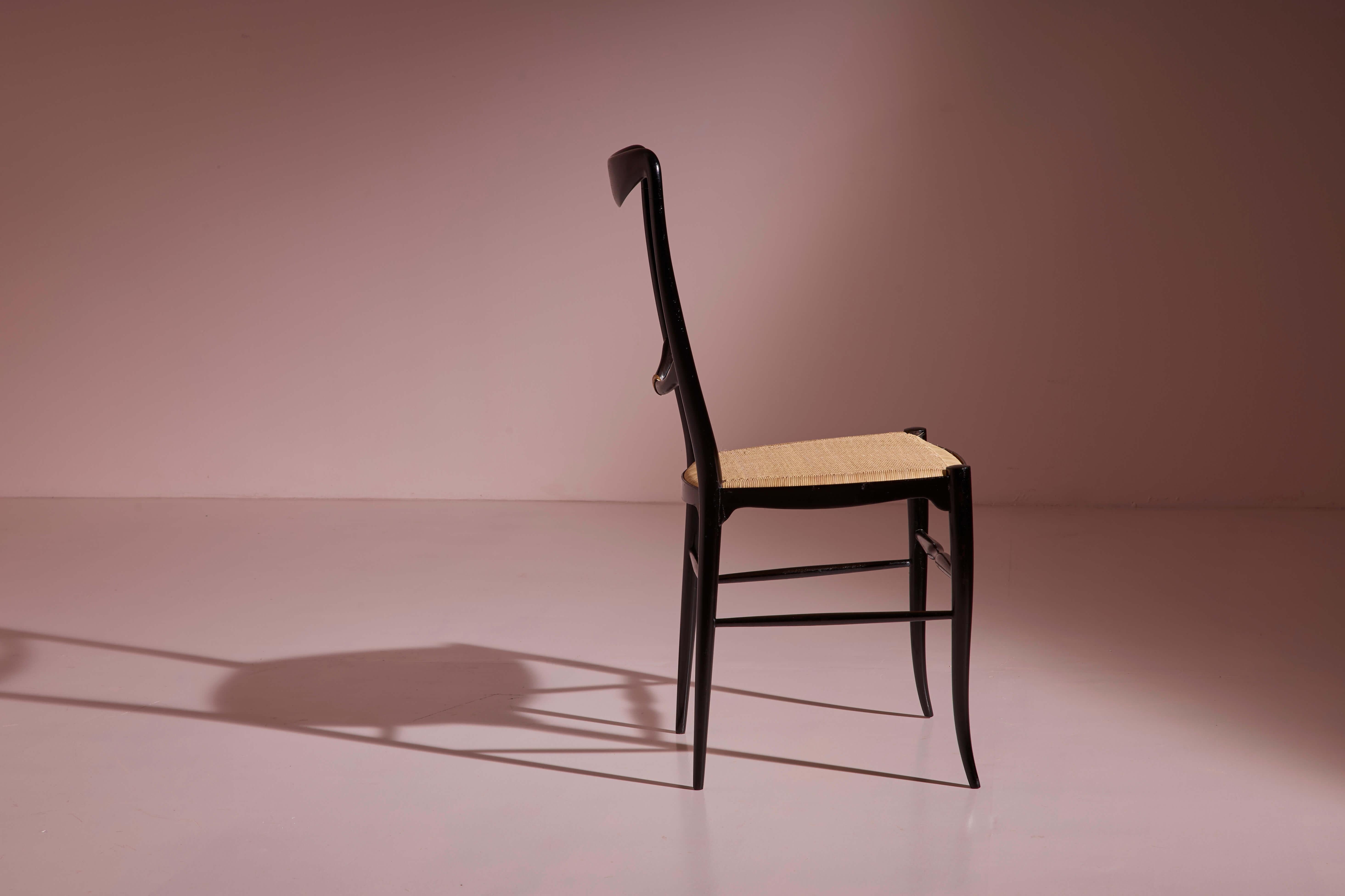 italien Ensemble de 10 chaises de salle à manger « Luciola » de Colombo Sanguineti, Chiavari, Italie, années 1960 en vente
