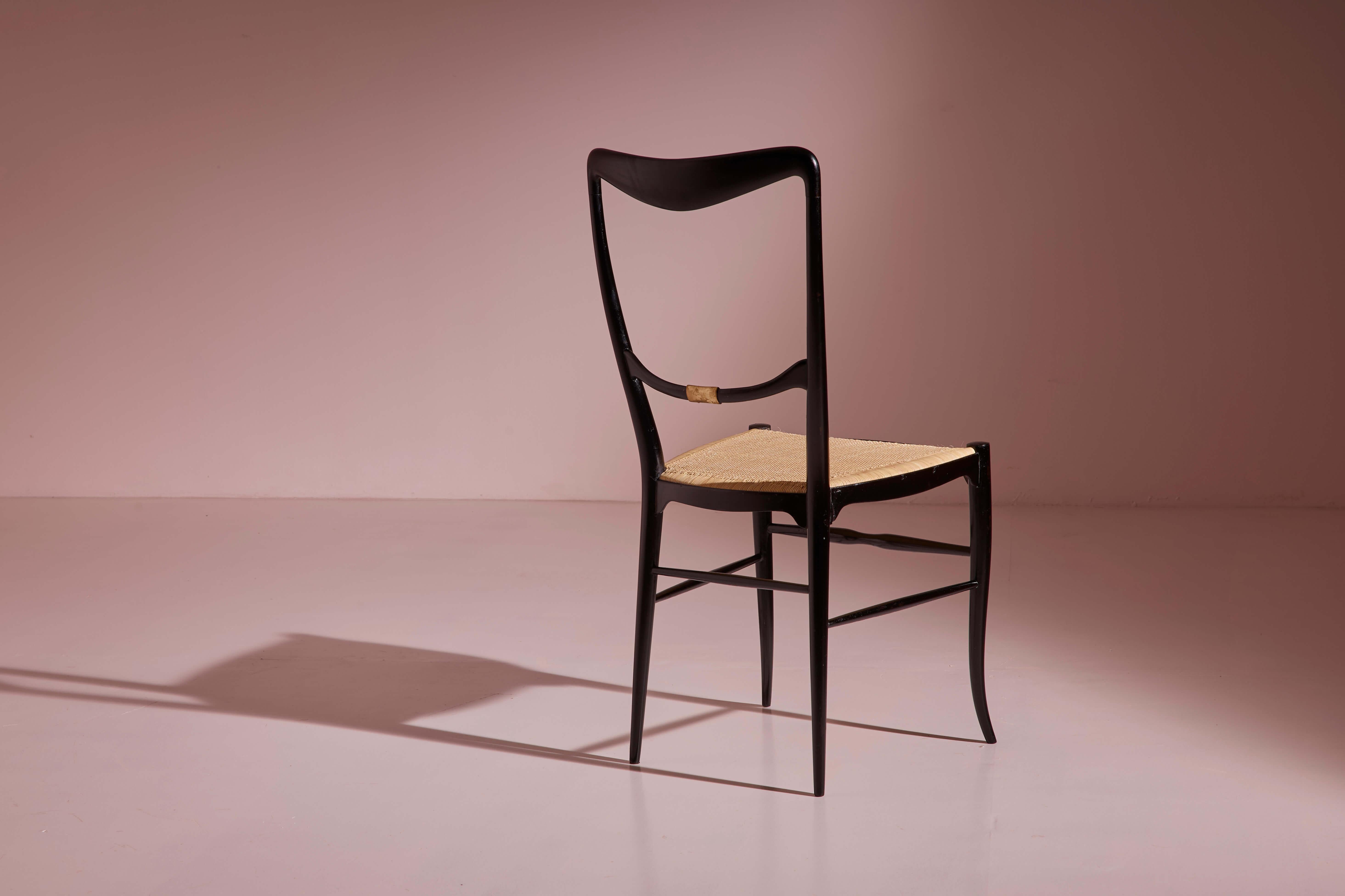 Milieu du XXe siècle Ensemble de 10 chaises de salle à manger « Luciola » de Colombo Sanguineti, Chiavari, Italie, années 1960 en vente