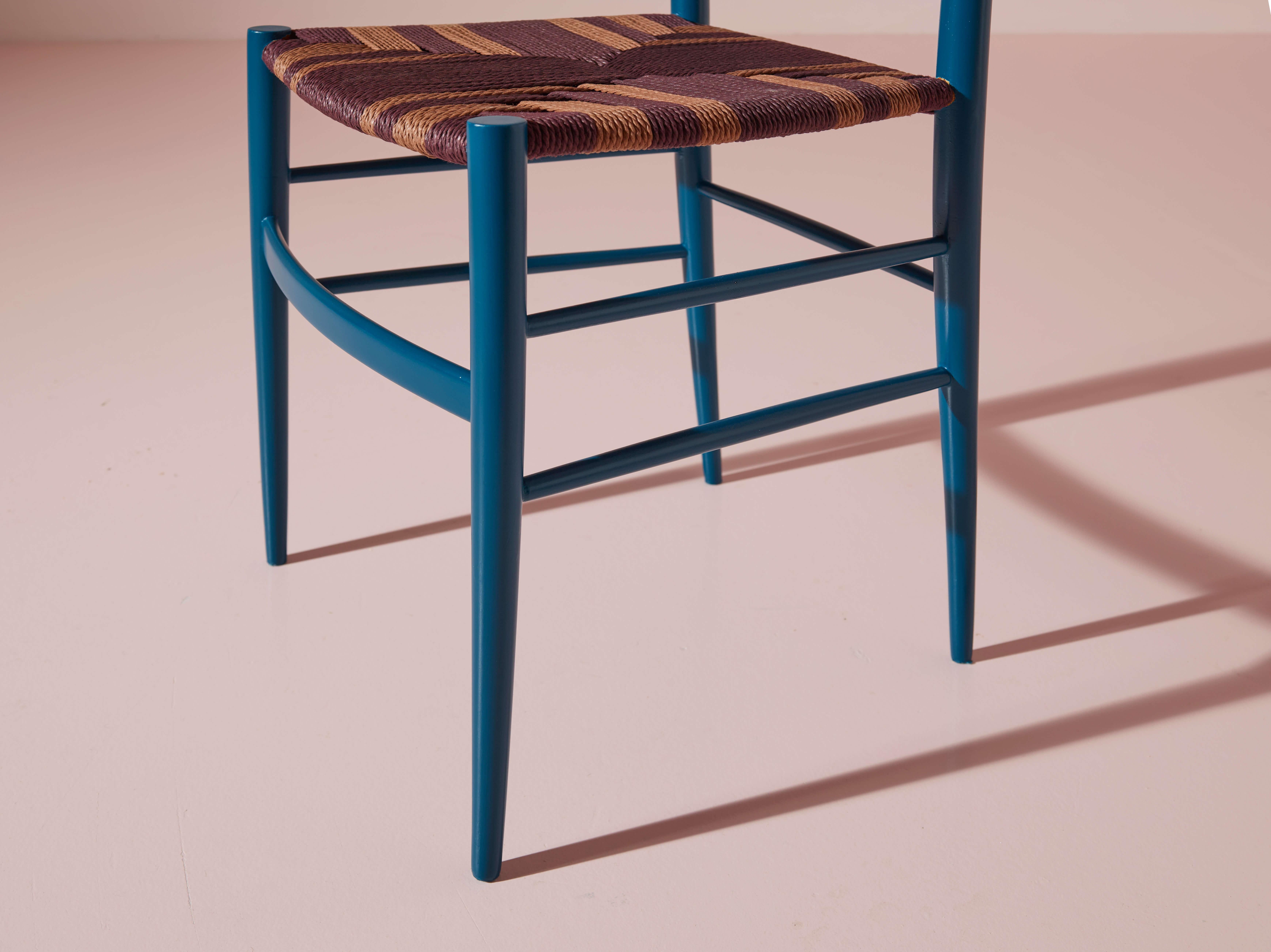 Ensemble de huit chaises « Cinque Stecche » de Colombo Sanguineti, Chiavari, Italie, années 1940 en vente 4
