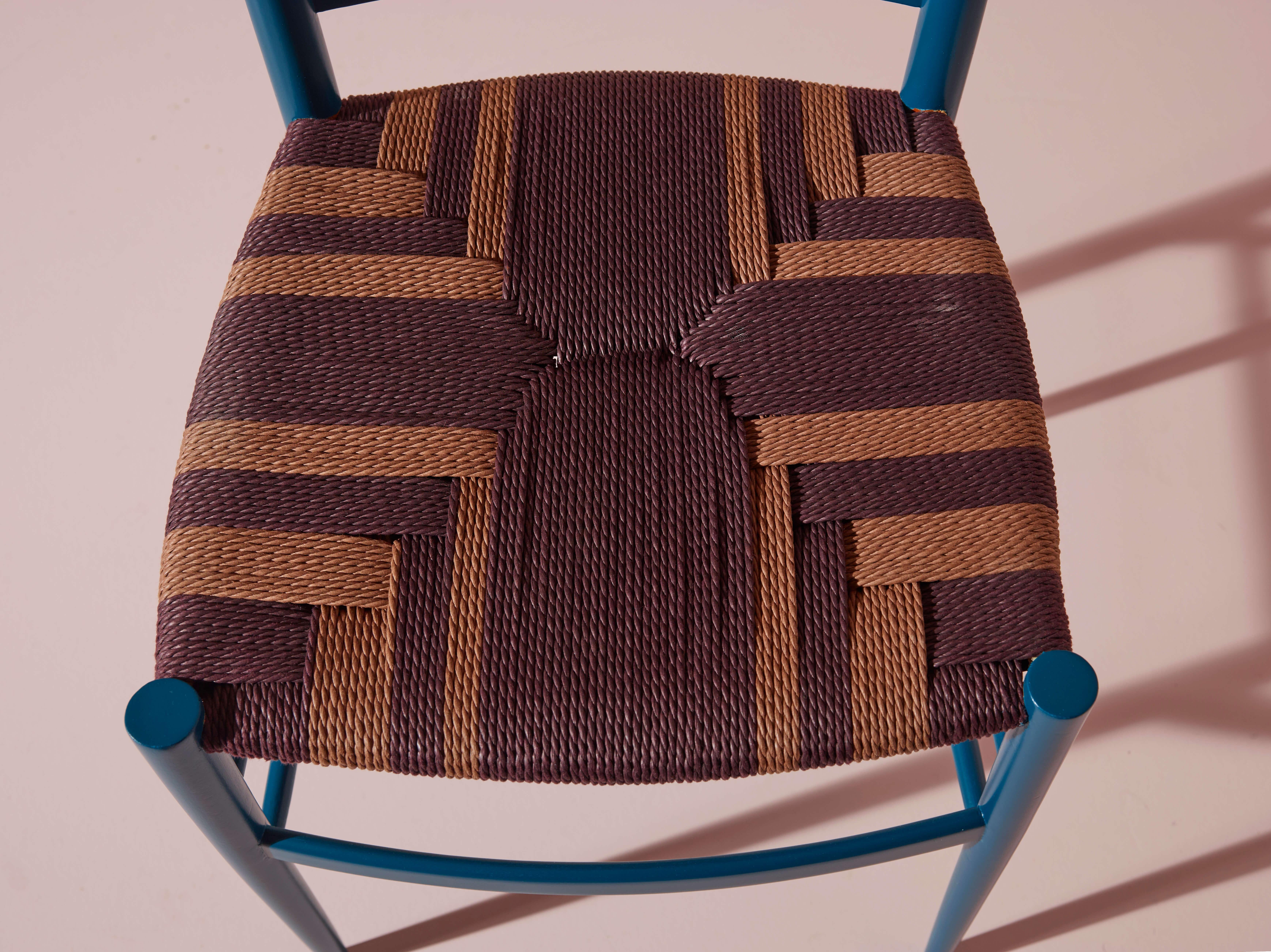 Ensemble de huit chaises « Cinque Stecche » de Colombo Sanguineti, Chiavari, Italie, années 1940 en vente 2