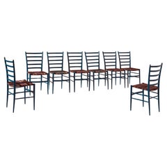 Colombo Sanguineti set of eight chairs "Cinque Stecche", Chiavari, Italy, 1940s