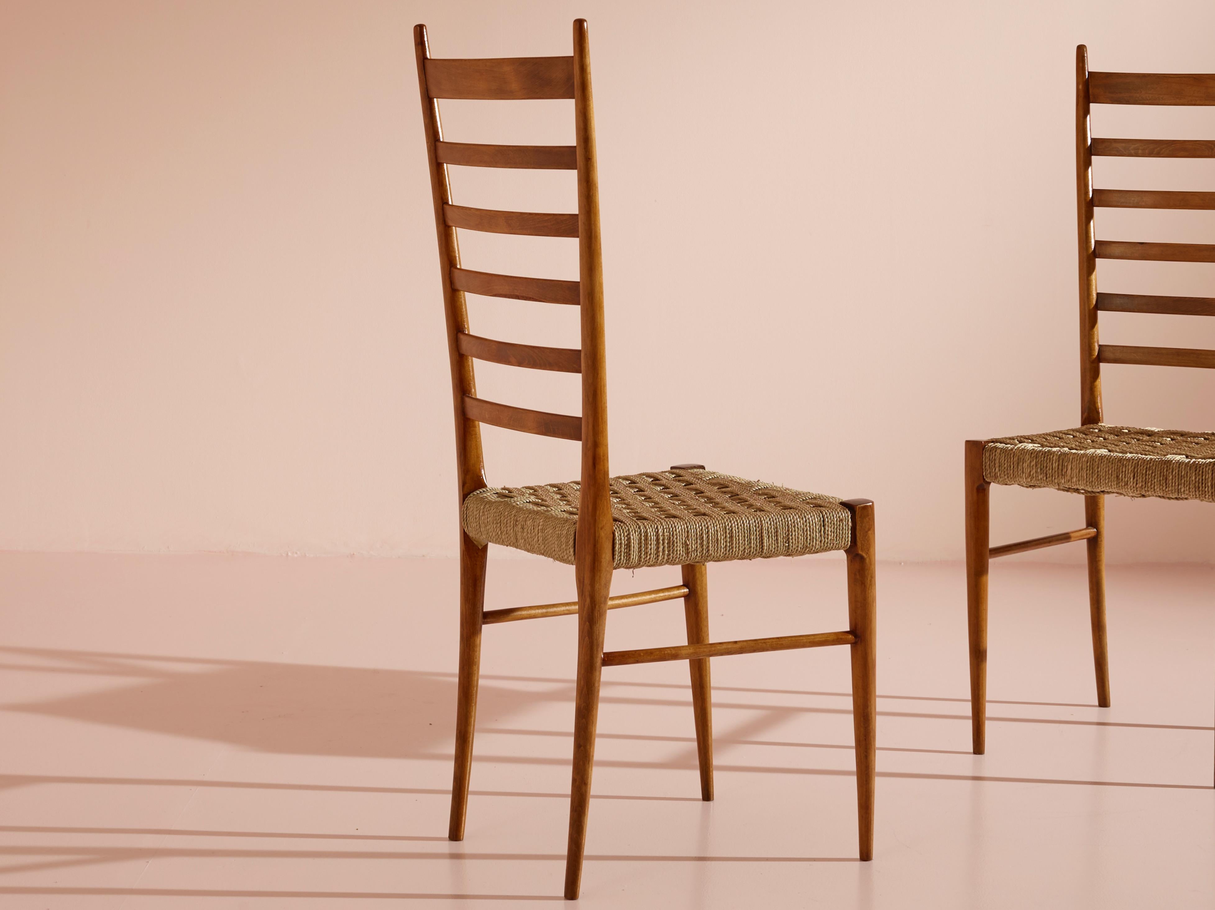 Colombo Sanguineti set of two ''Sei Stecche'' chairs, Chiavari, Italy, 1950s For Sale 5