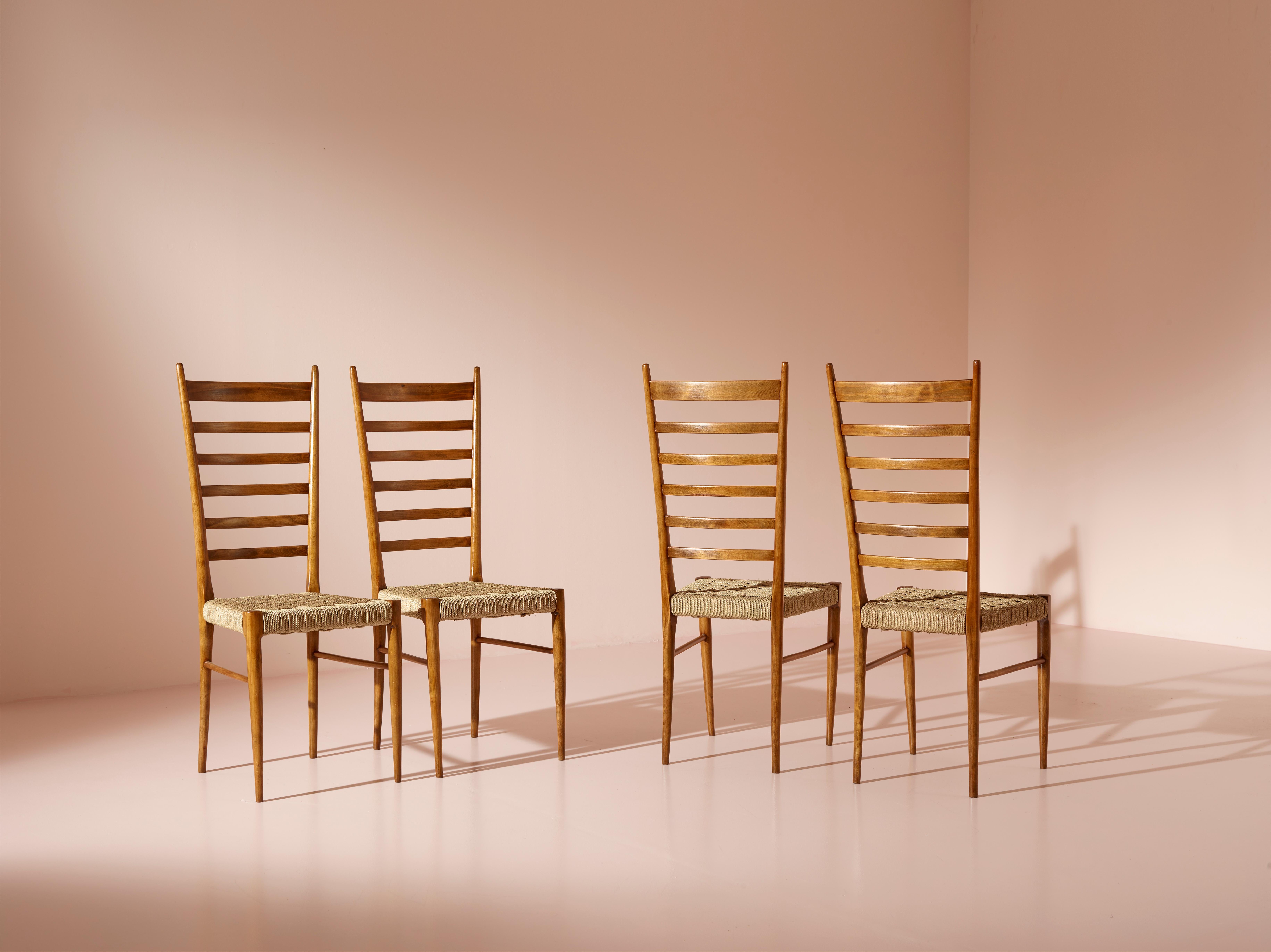 Colombo Sanguineti set of two ''Sei Stecche'' chairs, Chiavari, Italy, 1950s For Sale 6