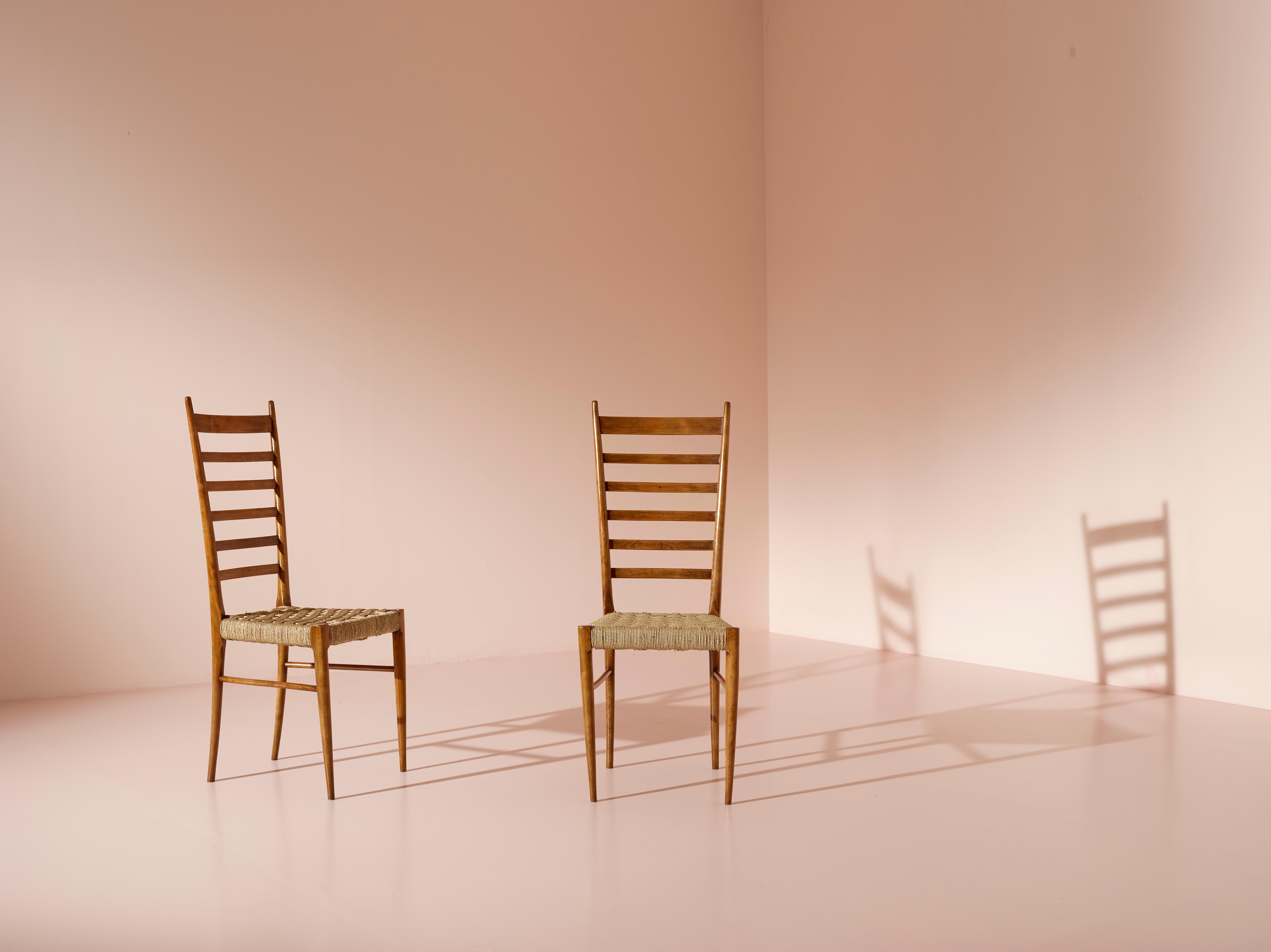 Colombo Sanguineti, ensemble de deux chaises ''Sei Stecche'', Chiavari, Italie, années 1950 en vente 10