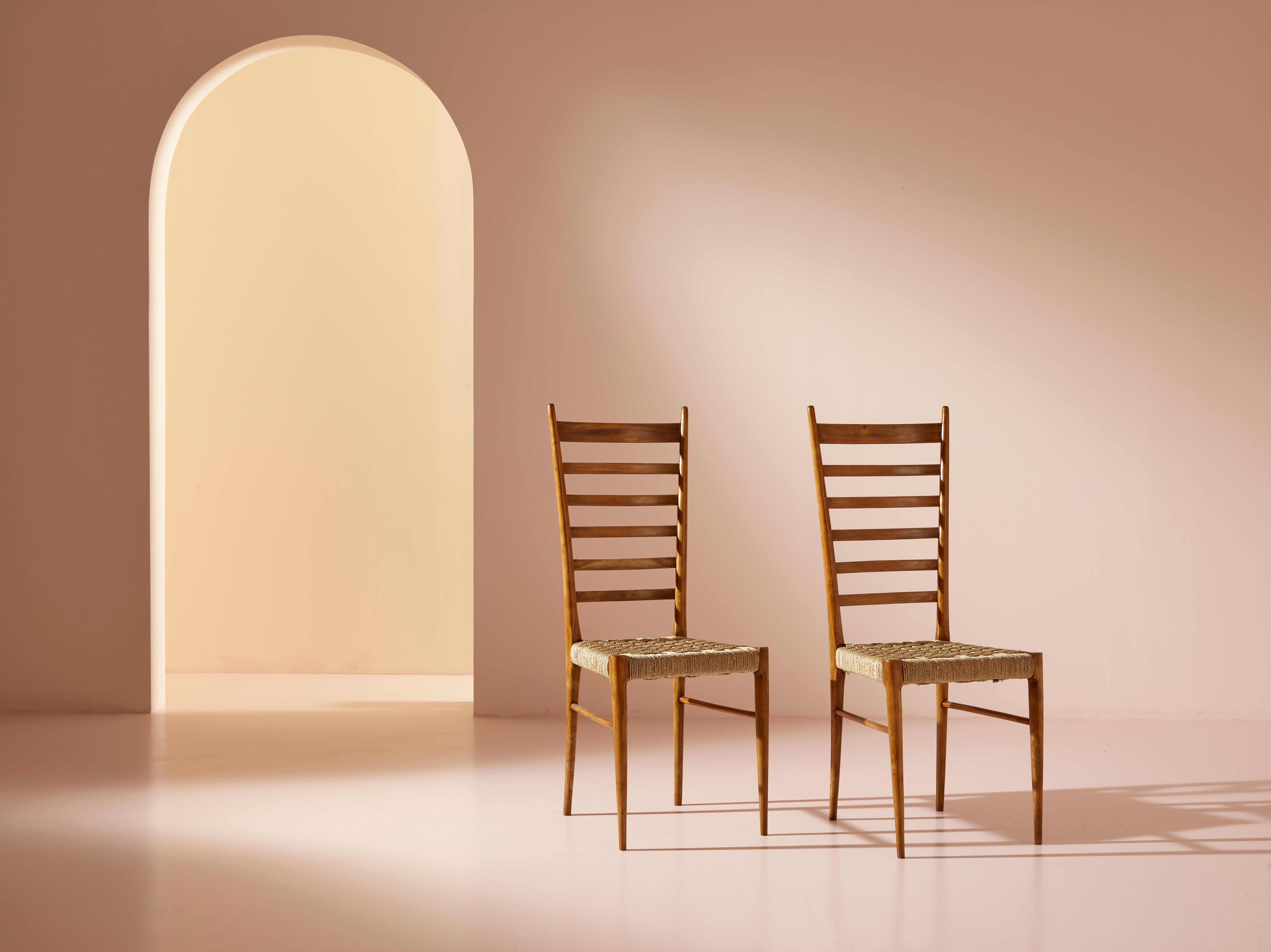Colombo Sanguineti, ensemble de deux chaises ''Sei Stecche'', Chiavari, Italie, années 1950 en vente 1