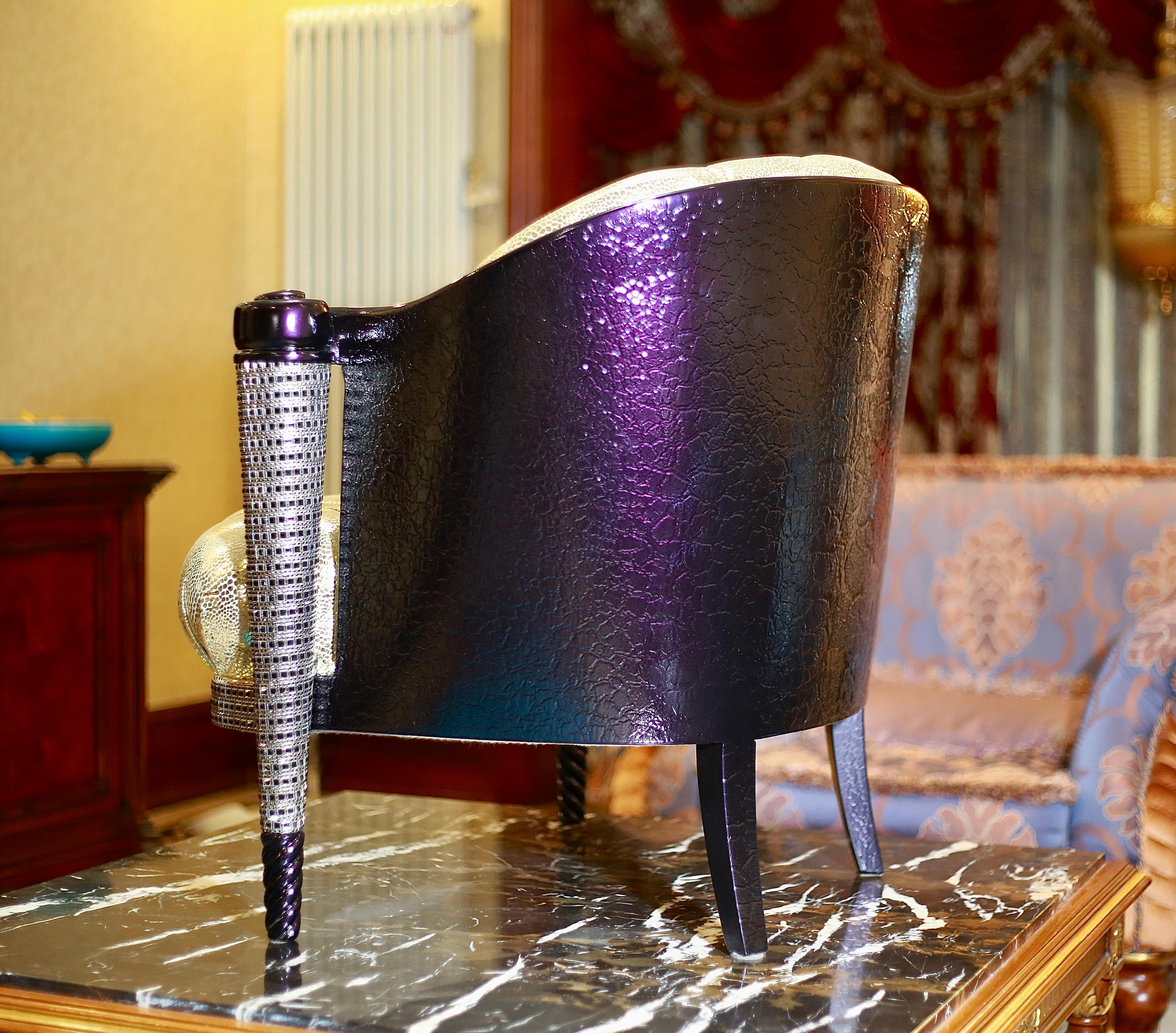 Colombostile Armchair with Swarovski, Custom Metallic Paint, Handmade in Italy  For Sale 1