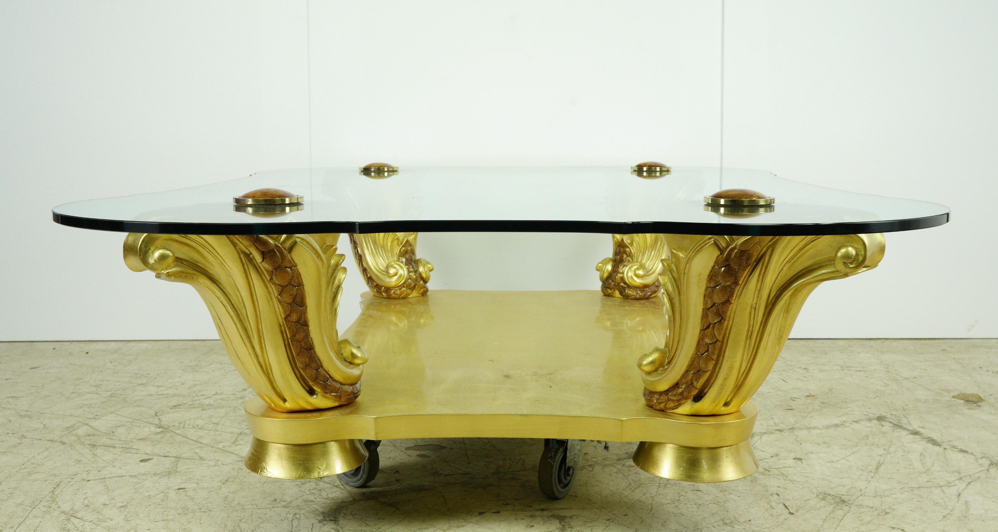 Colombostile Il Gusto Dei Principi Glass Gold Coffee Table Art Deco Style For Sale 5