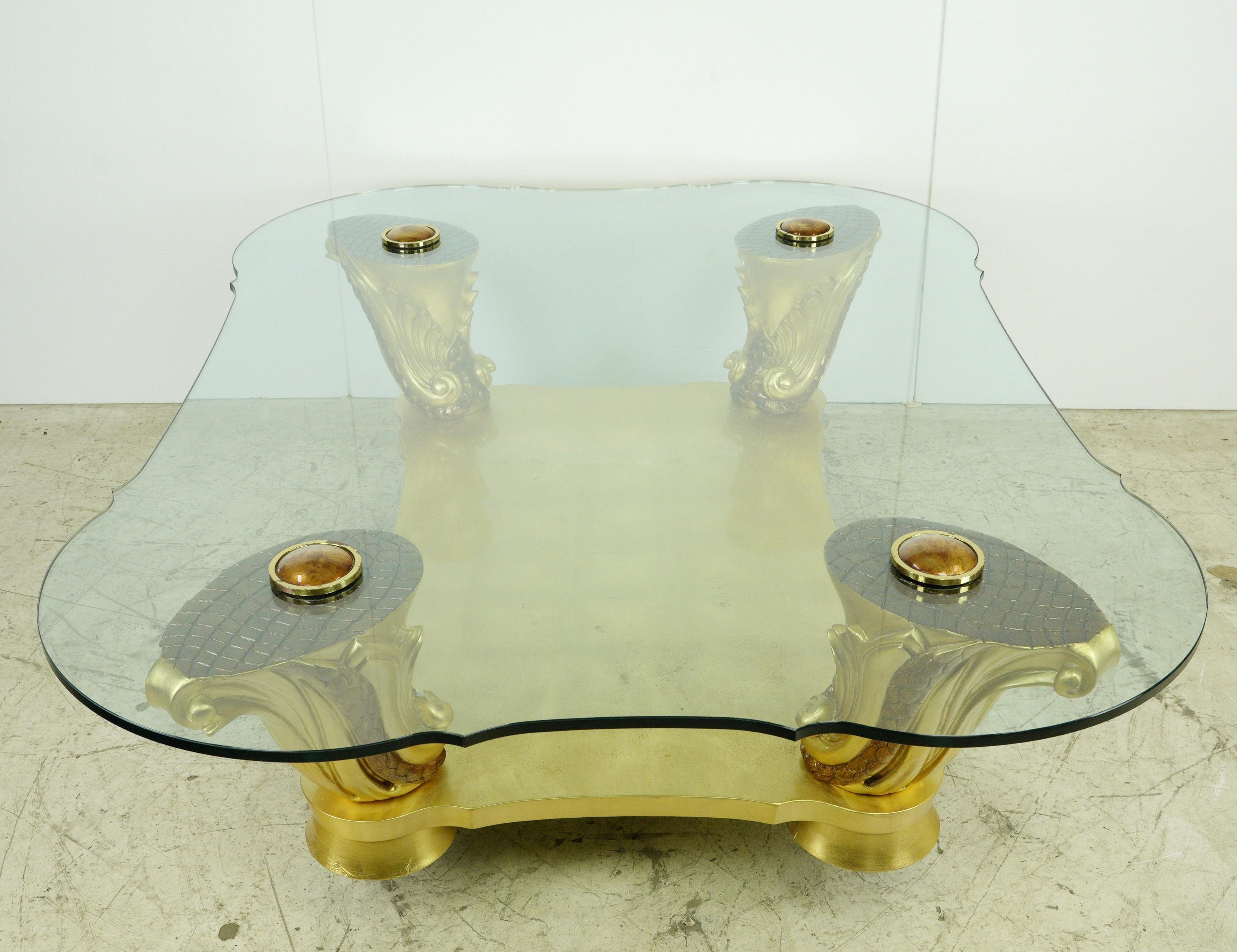 Colombostile Il Gusto Dei Principi Glass Gold Coffee Table Art Deco Style For Sale 7