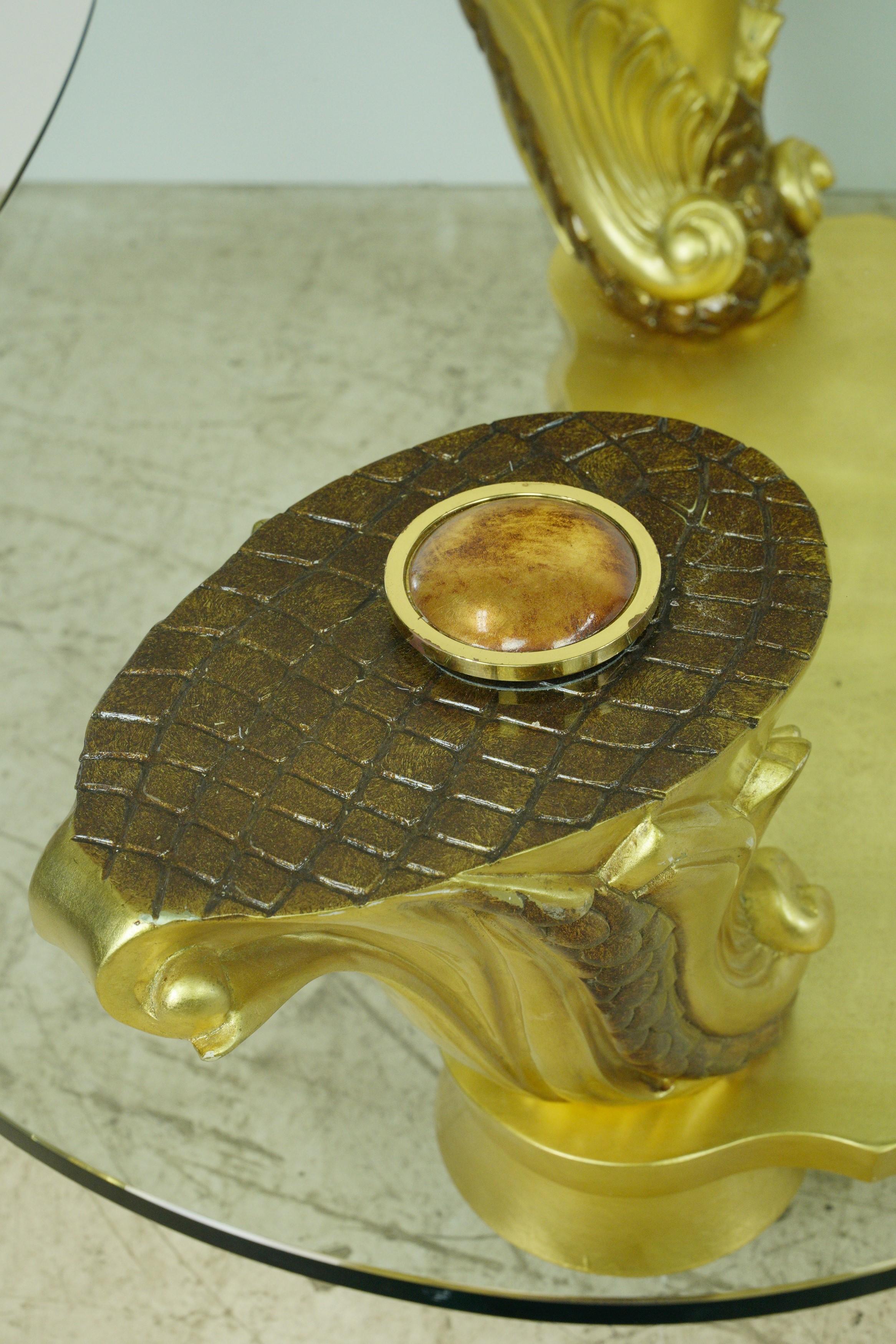 Italian Colombostile Il Gusto Dei Principi Glass Gold Coffee Table Art Deco Style For Sale