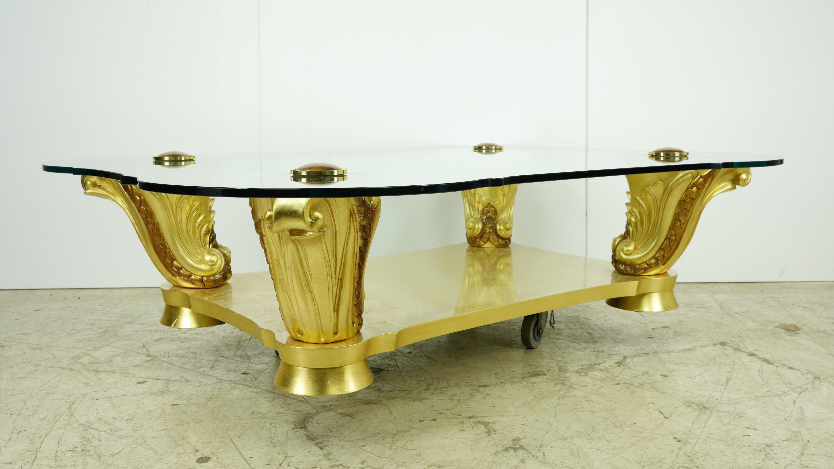 Colombostile Il Gusto Dei Principi Glass Gold Coffee Table Art Deco Style For Sale 3