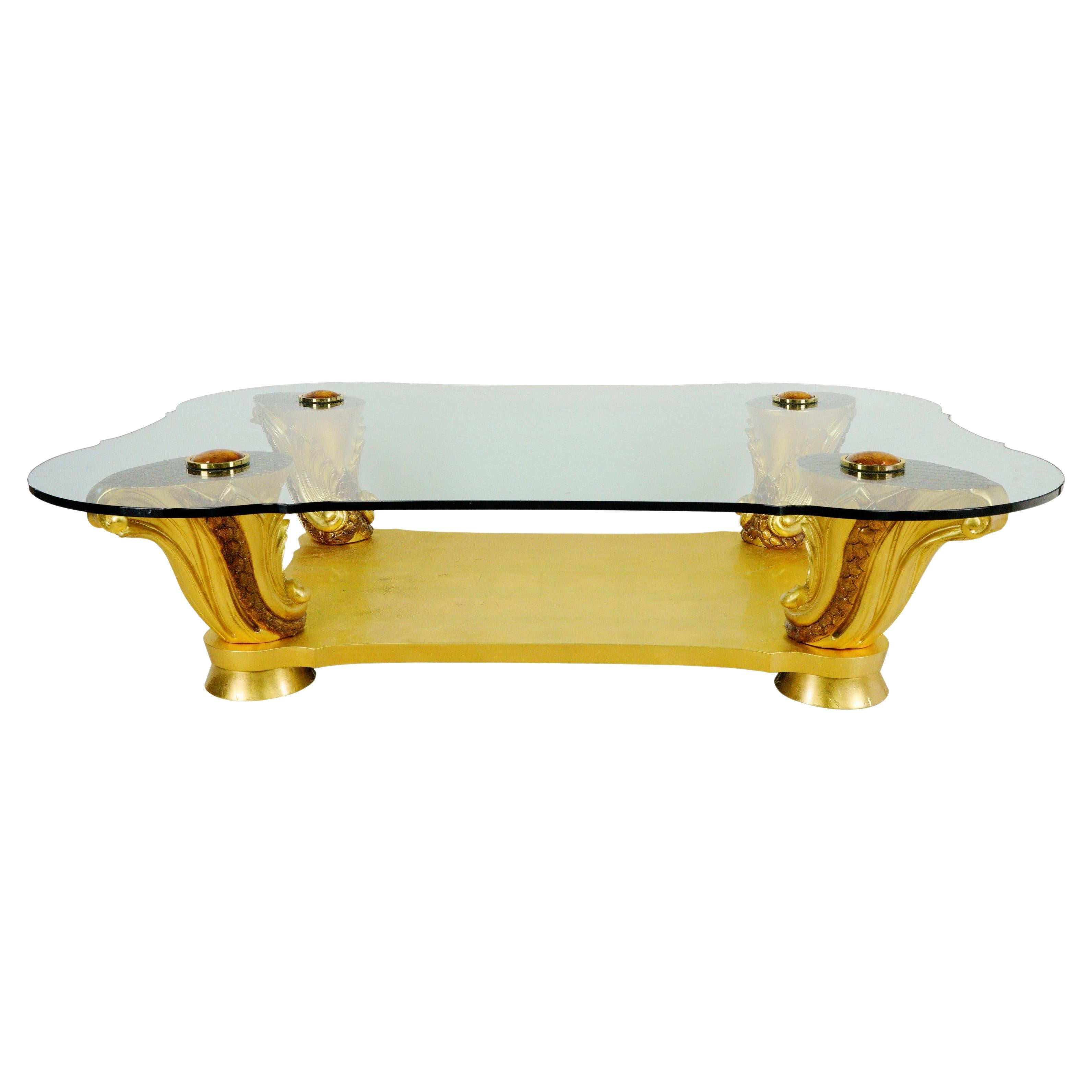 Colombostile Il Gusto Dei Principi Principi, Couchtisch aus Glas in Gold, Art déco-Stil im Angebot