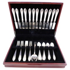 Colonial a Engraved by Whiting Sterling Silver Flatware Set Service 39 Pc S Mono