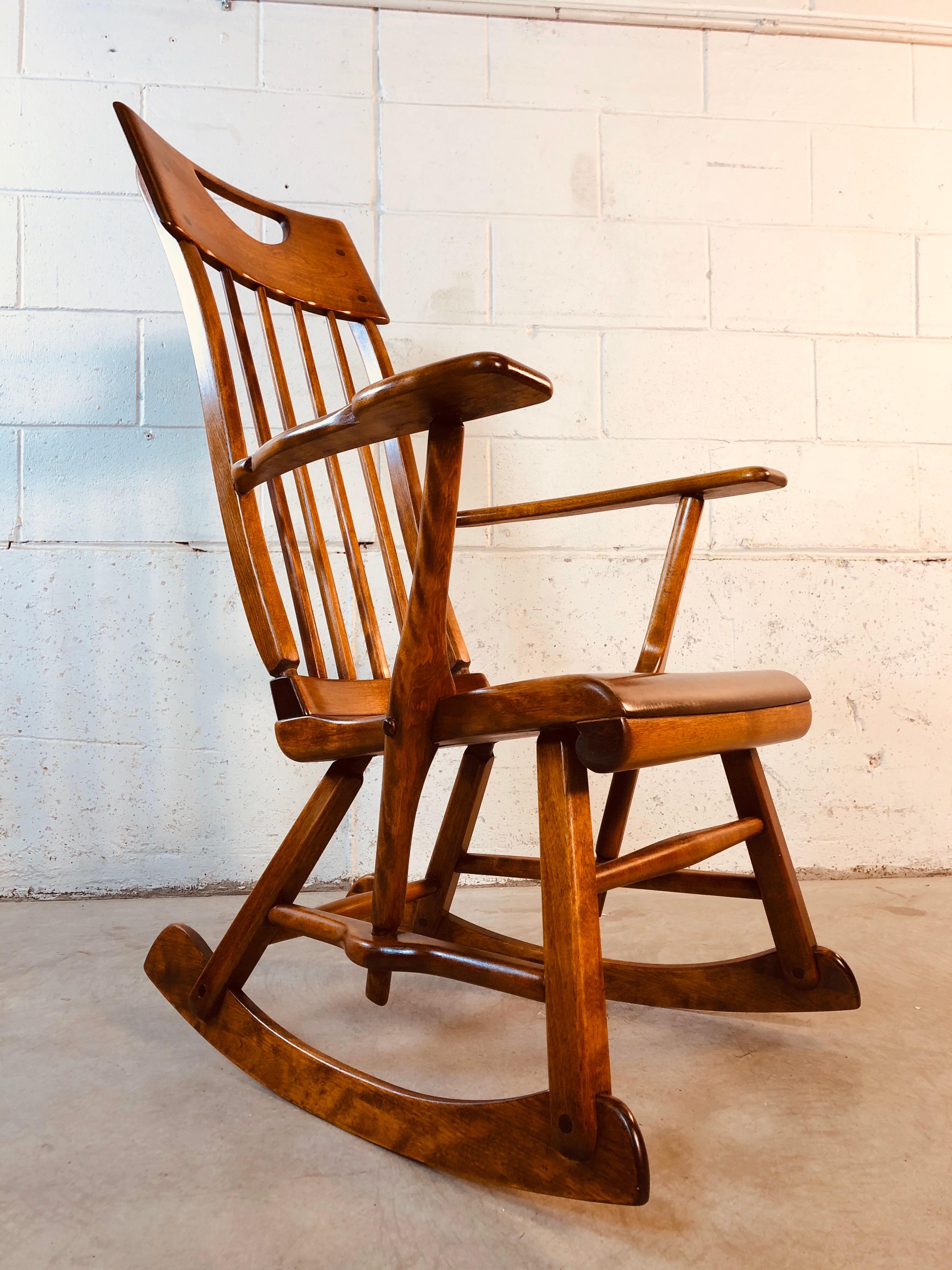 Colonial American High-Back Rocking Chair by Herman De Vries for Sikes Furniture 1
