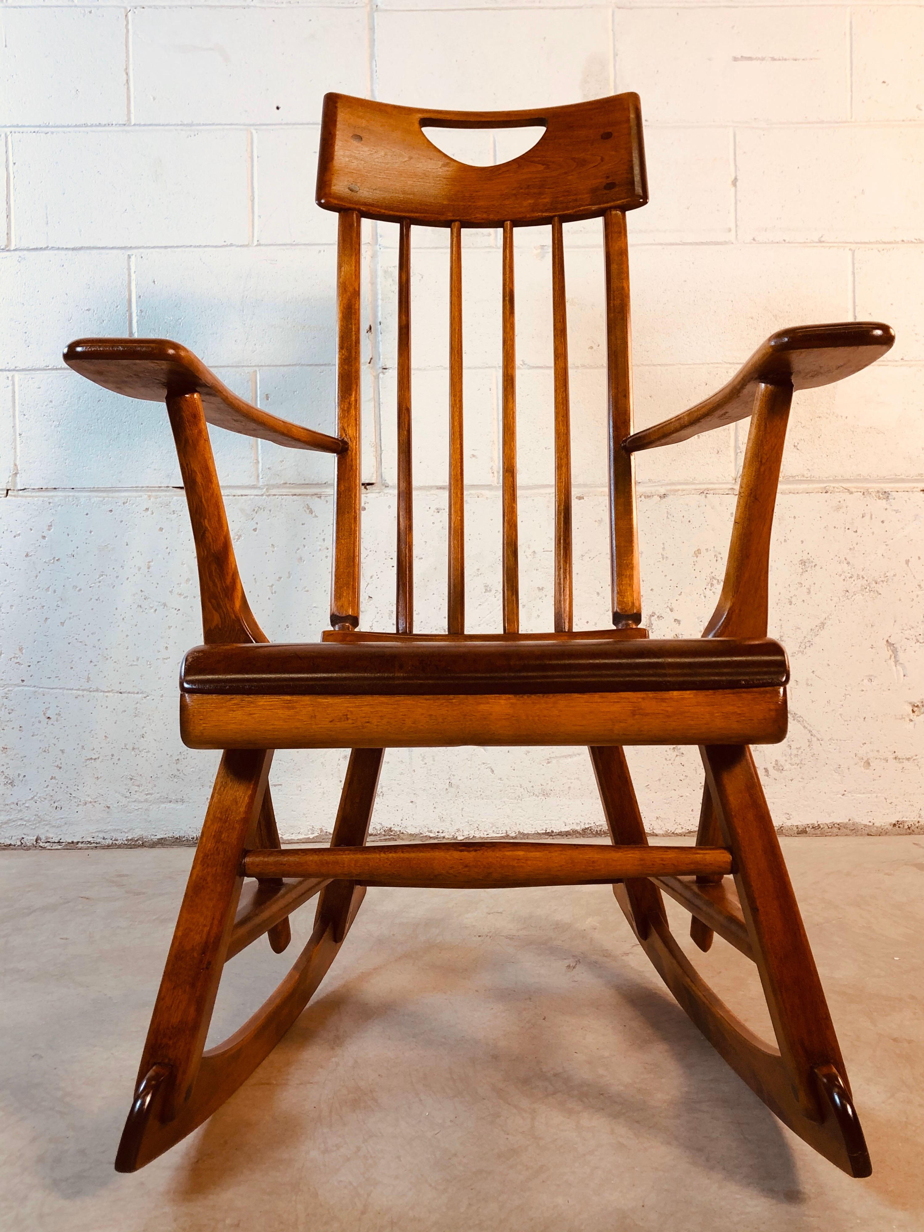 Colonial American High-Back Rocking Chair by Herman De Vries for Sikes Furniture 2