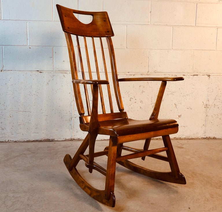 Colonial American High-Back Rocking Chair by Herman De Vries for Sikes ...