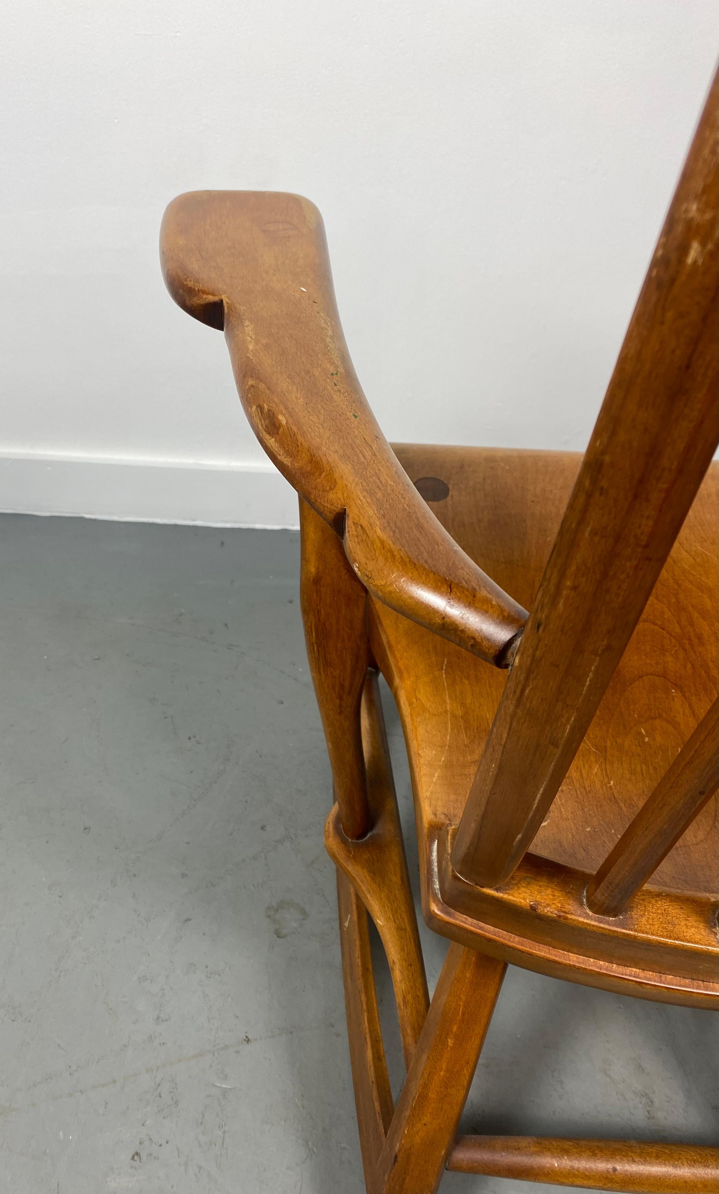 Mid-20th Century Colonial American High-Back Rocking Chair by Herman De Vries for Sikes Furniture For Sale