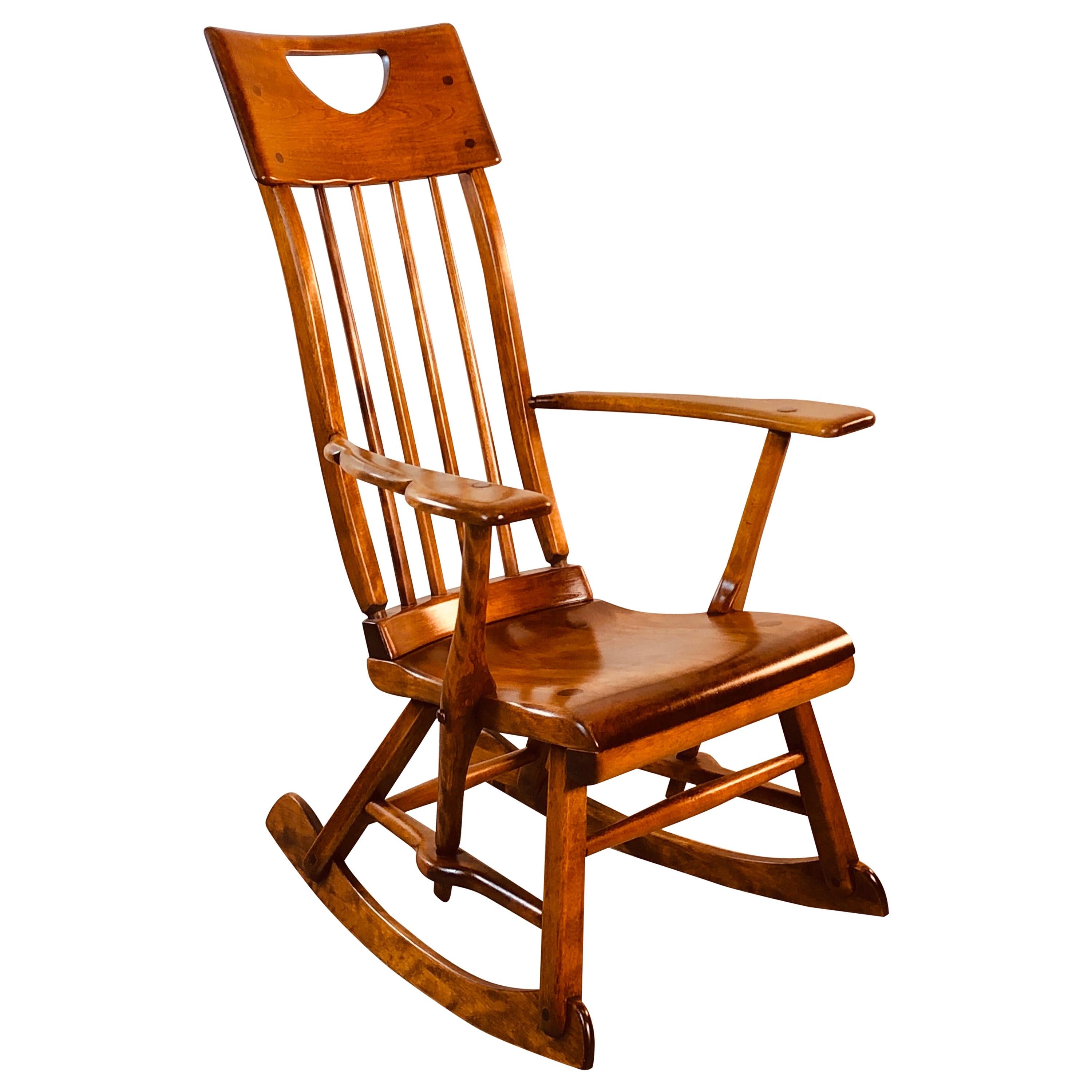 Colonial American High-Back Rocking Chair by Herman De Vries for Sikes Furniture