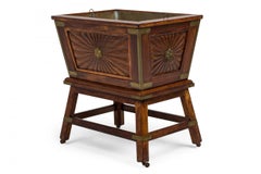 Colonial Anglo-Indian Style Wood Brass Bound Wine Cooler on Stand