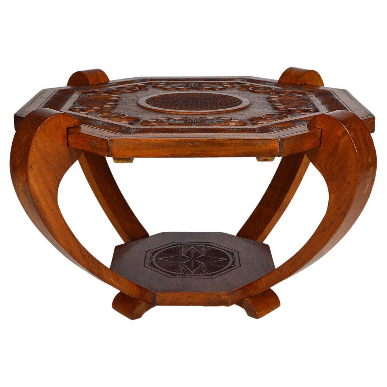 Colonial Art Deco Carved Coffee Table, circa 1930