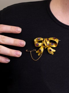 Colonial Australian Gold and Garnet Bow Brooch