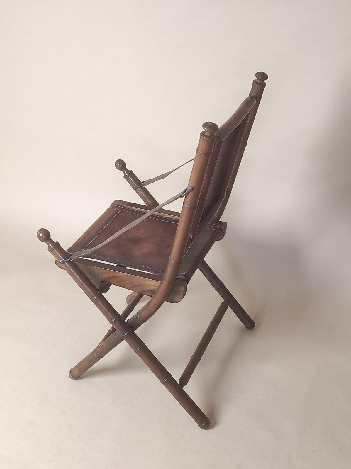 Chaise pliante coloniale en bambou 3