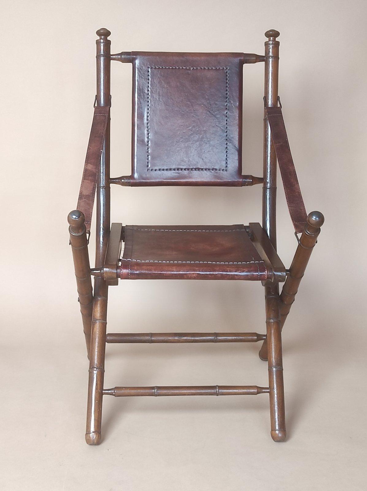 Colonial Revival Colonial Bamboo Folding Chair  For Sale