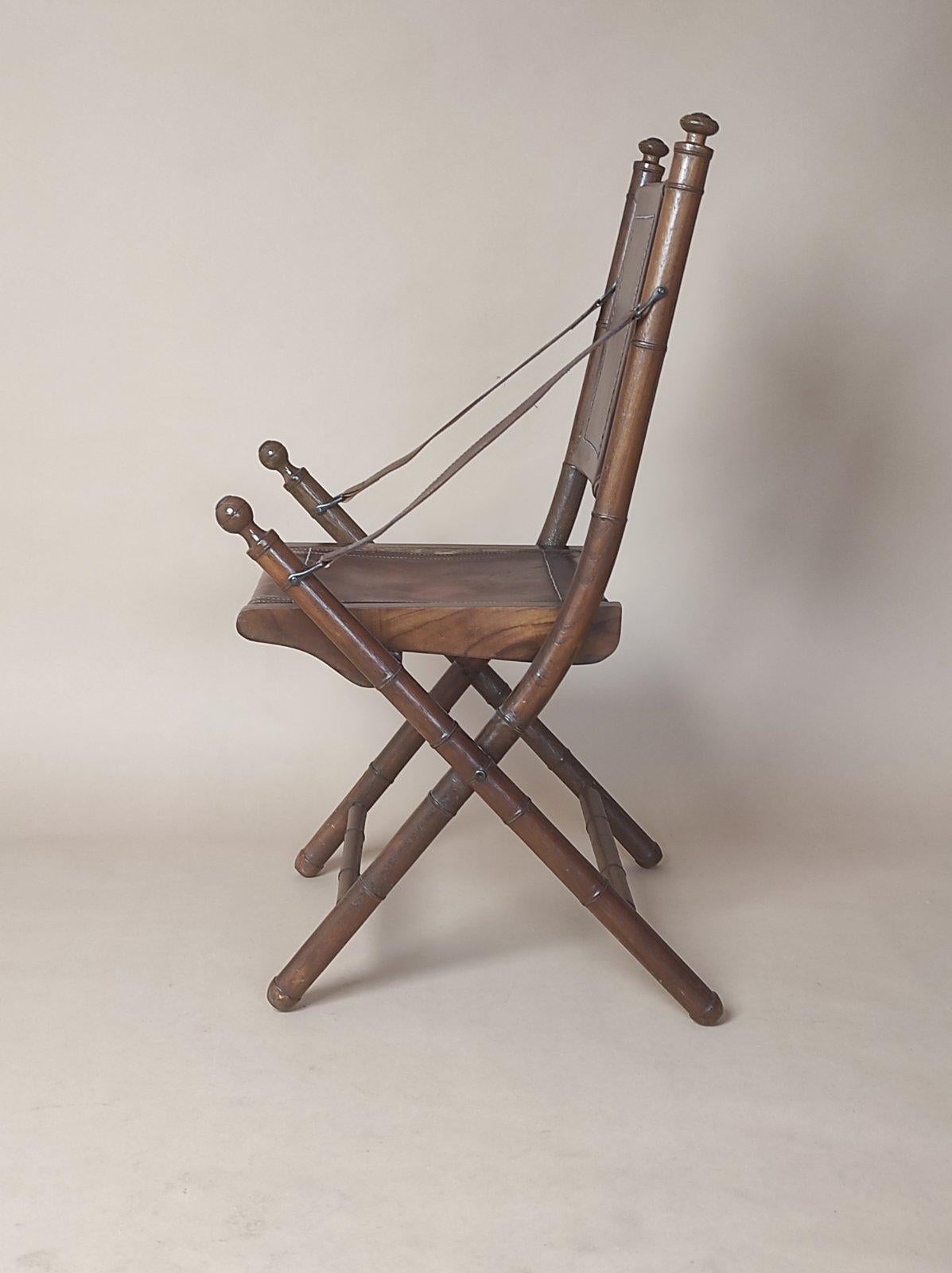 French Colonial Bamboo Folding Chair  For Sale