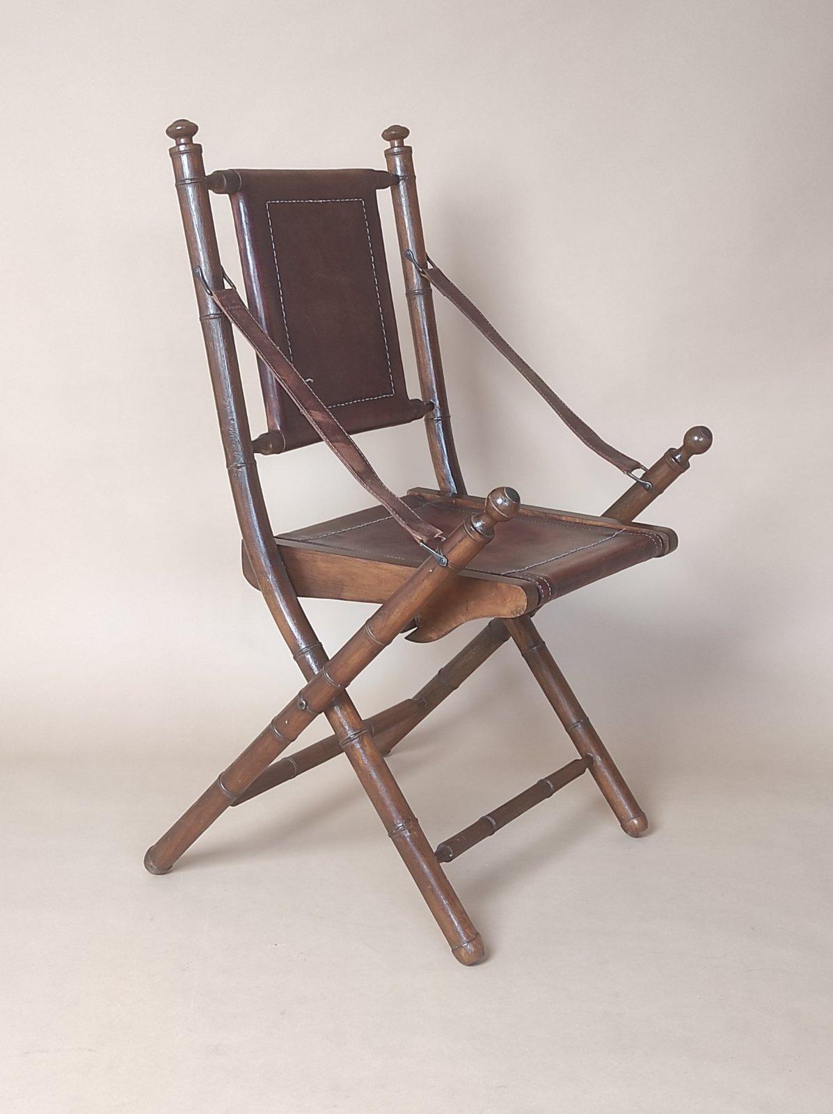 Colonial Bamboo Folding Chair  For Sale 2