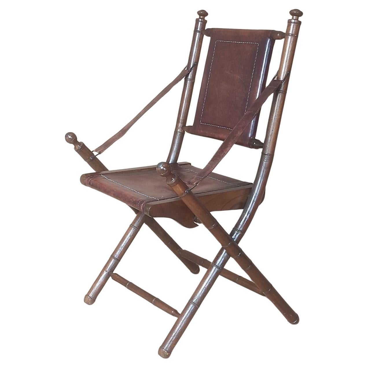 Chaise pliante coloniale en bambou 