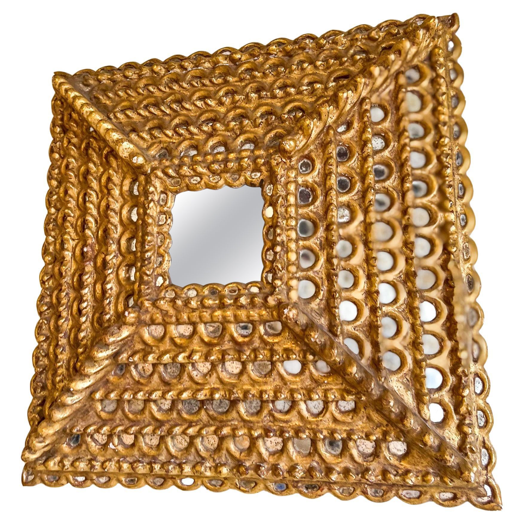 gold square spiky mirror