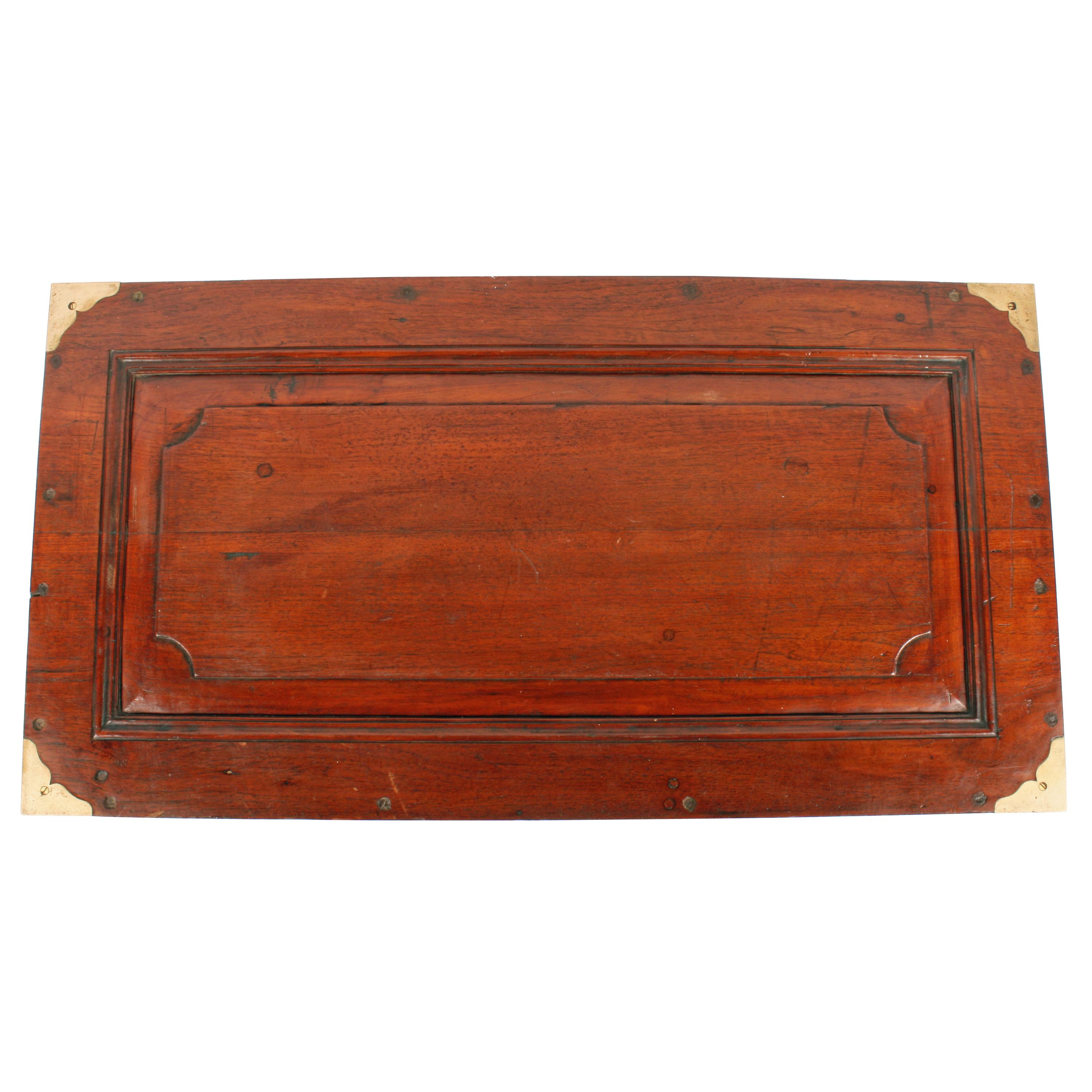 Colonial Brass Bound Military Teak Trunk, circa 1860 For Sale 3