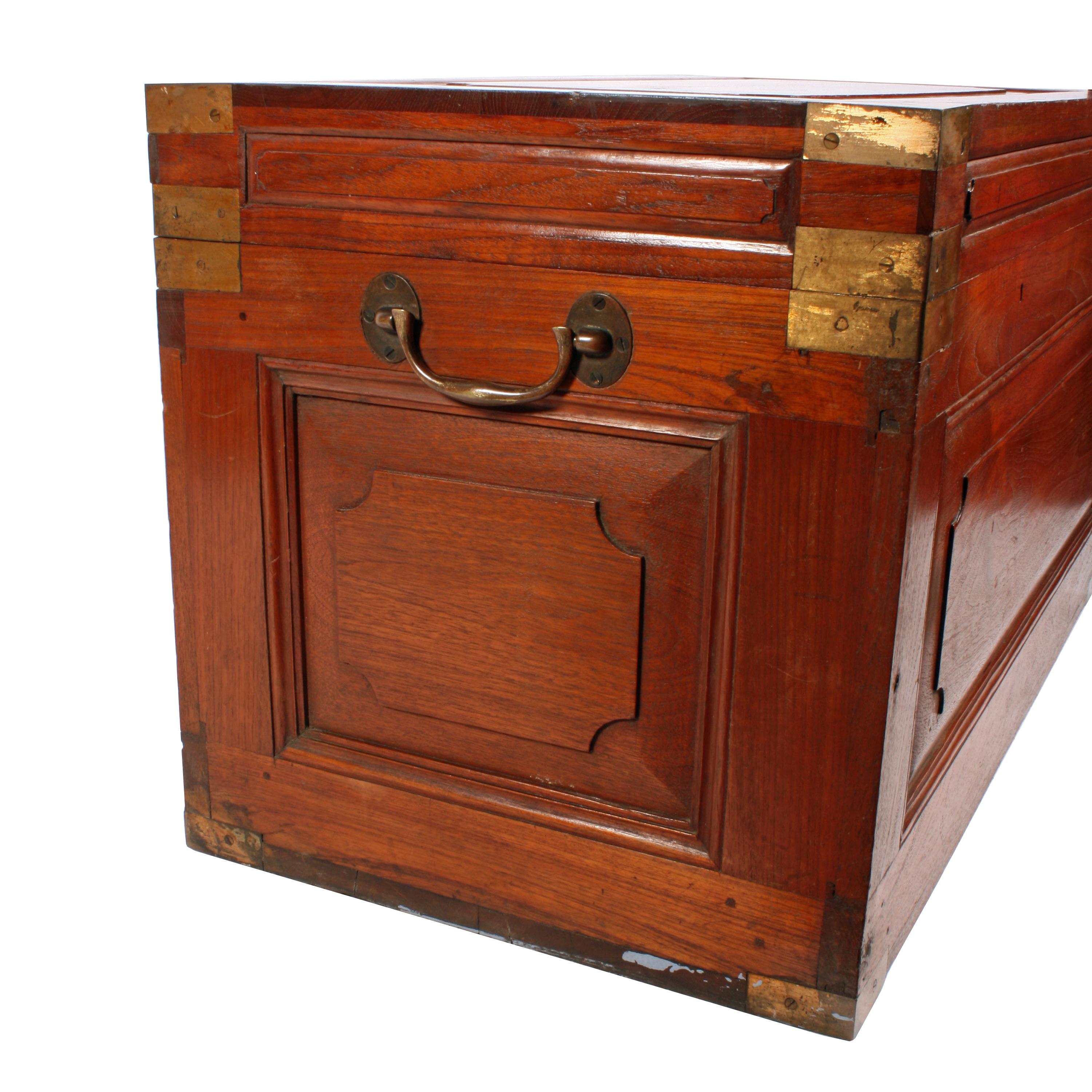 Colonial Brass Bound Military Teak Trunk, circa 1860 For Sale 4