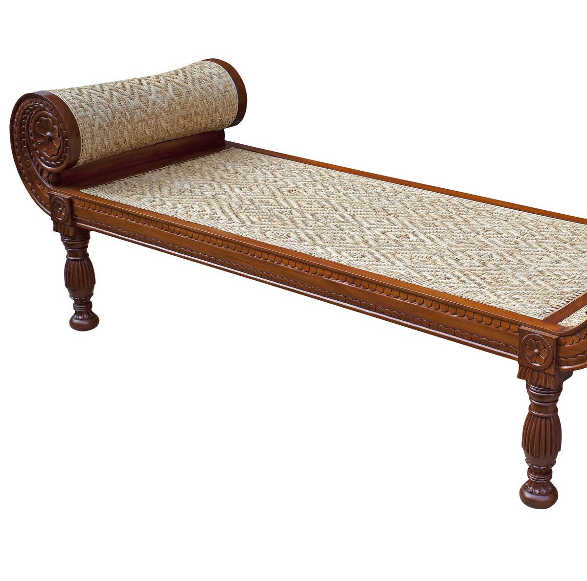 Colonial British Mahogany and Caned Daybed with Fine Carving 3