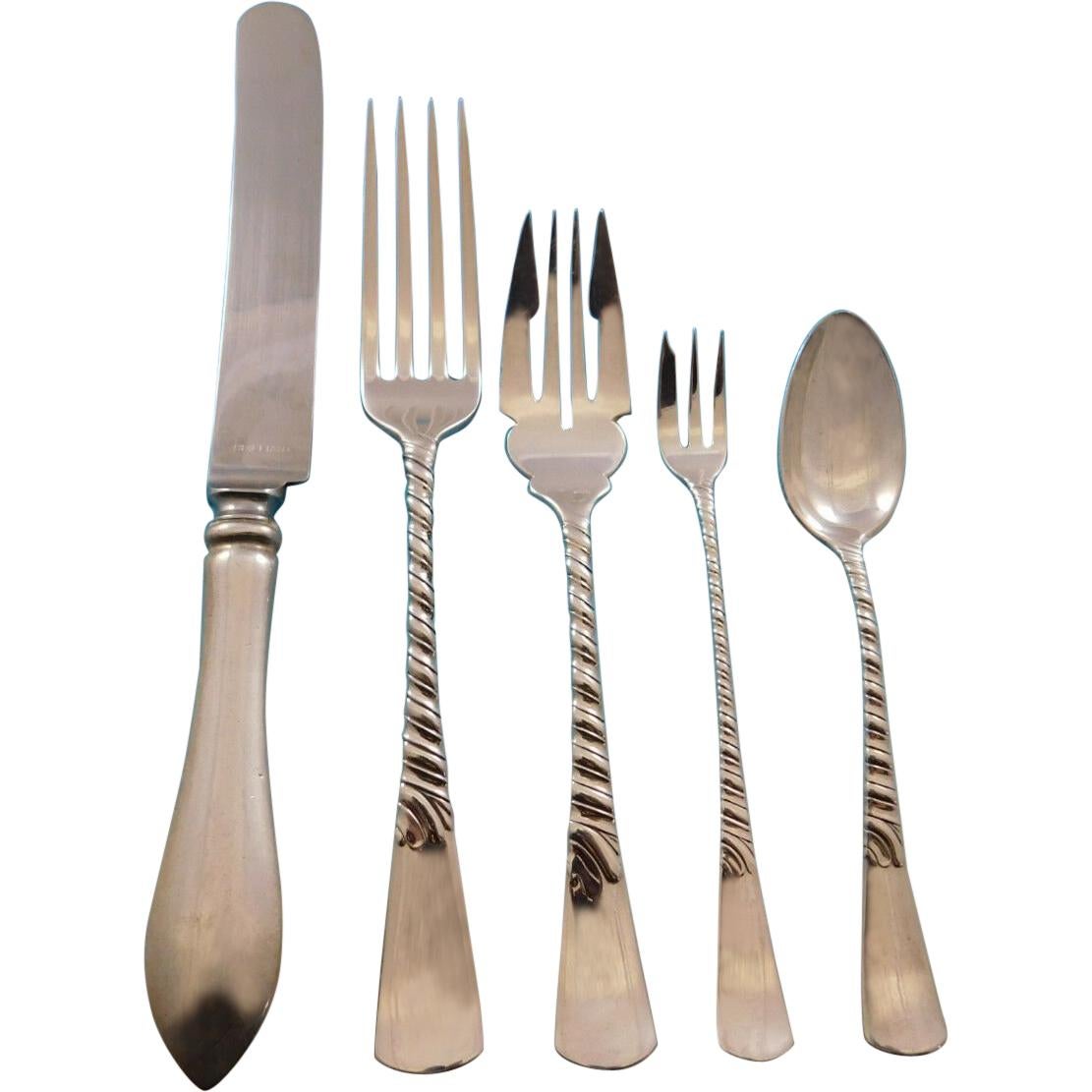 Ensemble de couverts en argent sterling 12 services Colonial par Gorham