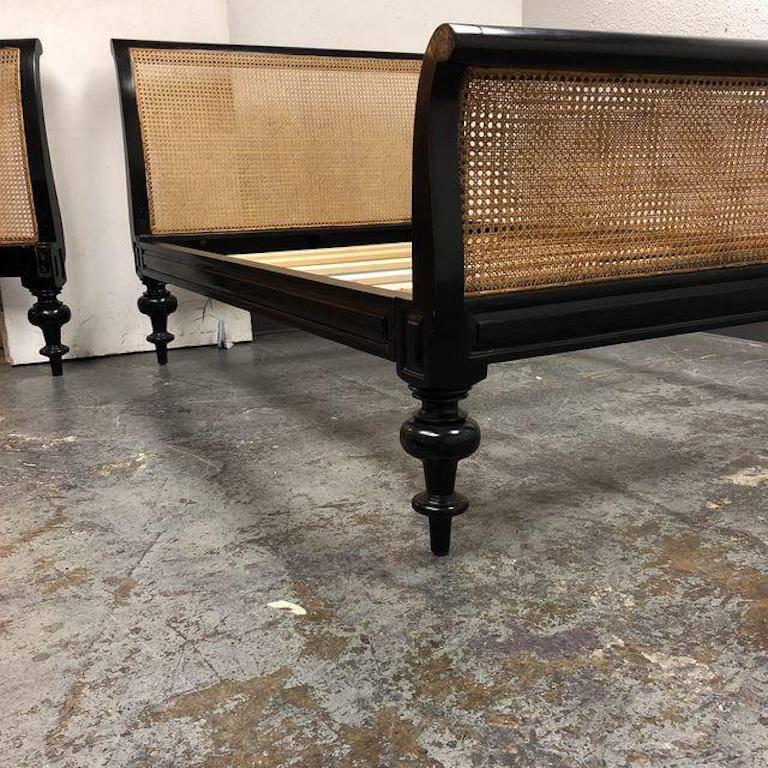 American Colonial Caned Sleigh Double Bed