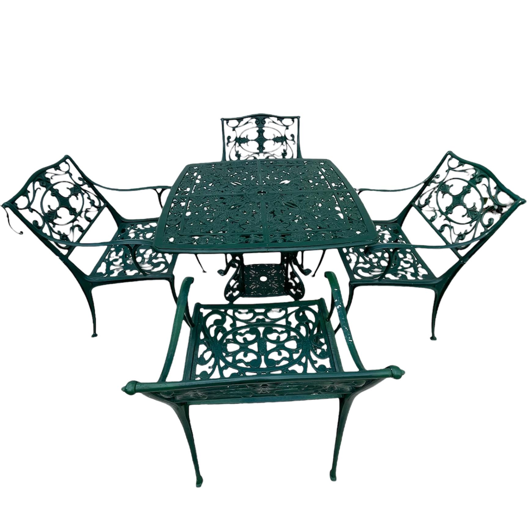 Australian Colonial Casting Out-Door Aluminum Table and 4 chairs