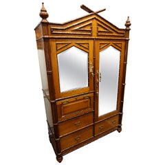 Colonial Chinoiserie Teak and Rosewood Armoire